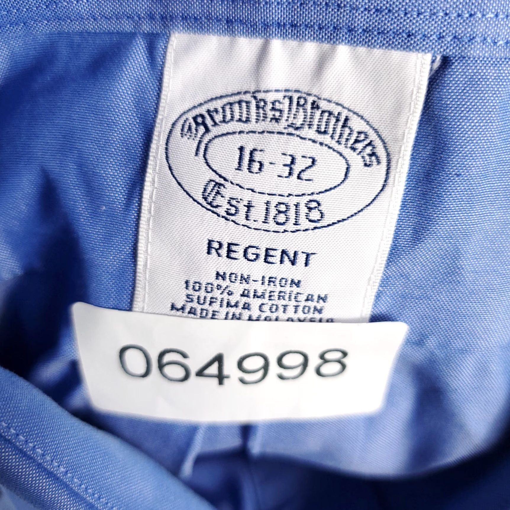 Brooks Brothers Brooks Brothers Shirt Mens 16 Blue Regent Dress Button Up Long Sleeve Shirt Size 42R - 8 Thumbnail
