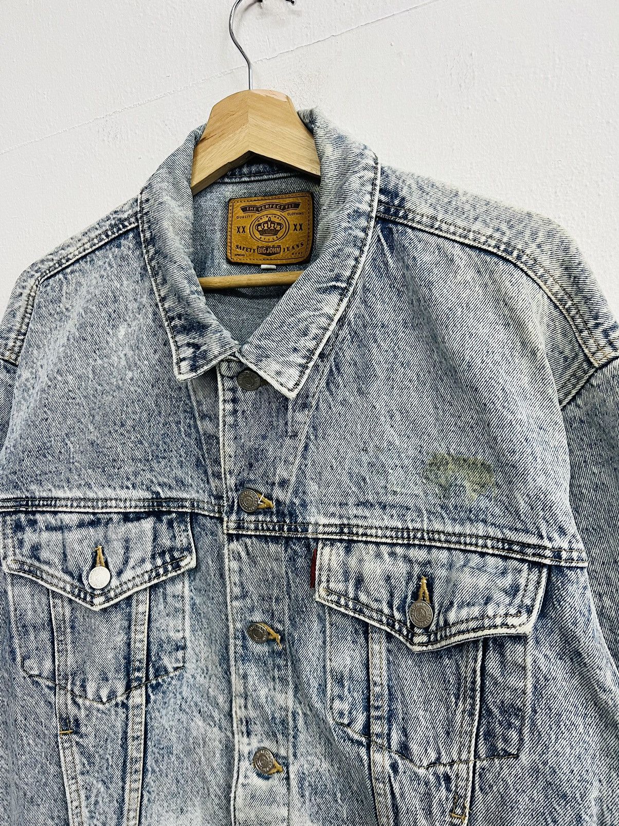 Big John × Vintage Vtg 90’ BIG JOHN SPIRIT Distressed Denim Jacket Size US L / EU 52-54 / 3 - 4 Thumbnail