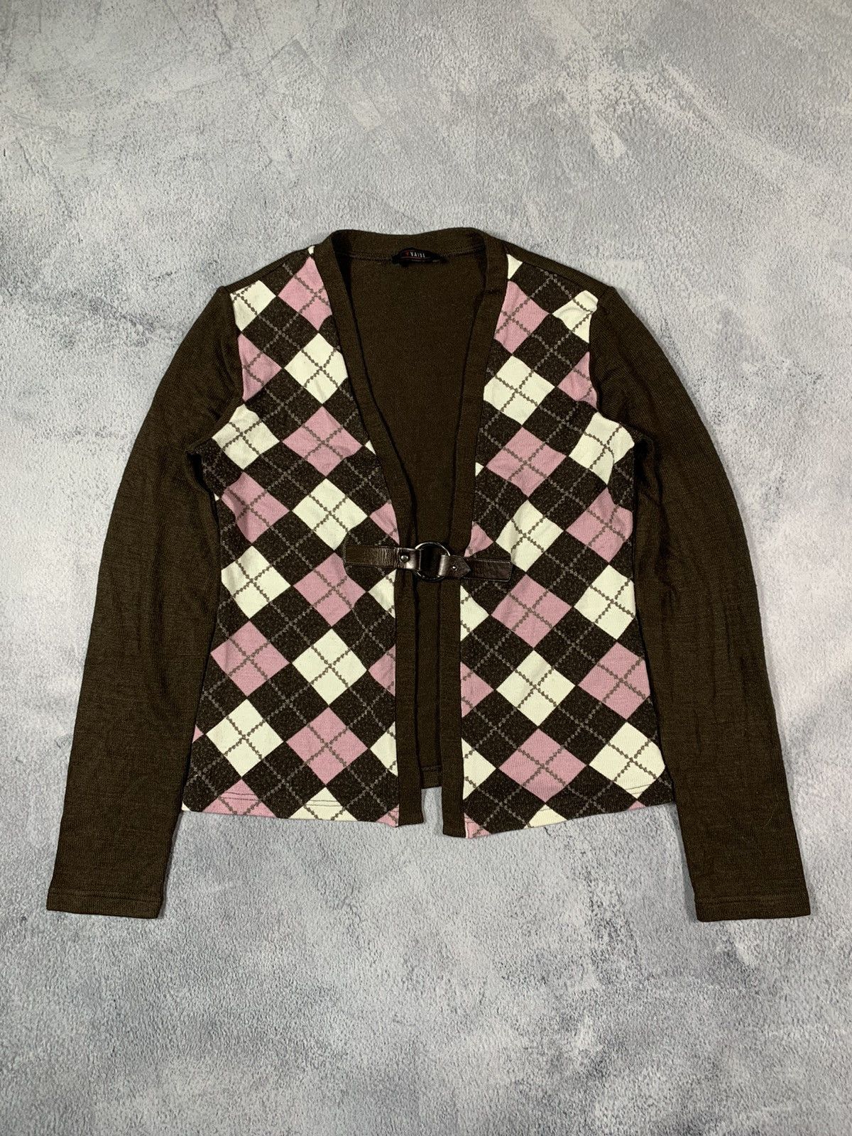 Japanese Brand × Vintage Vintage 90s Check cardigan knitwear sweater Japanese L Size L / US 10 / IT 46 - 1 Thumbnail