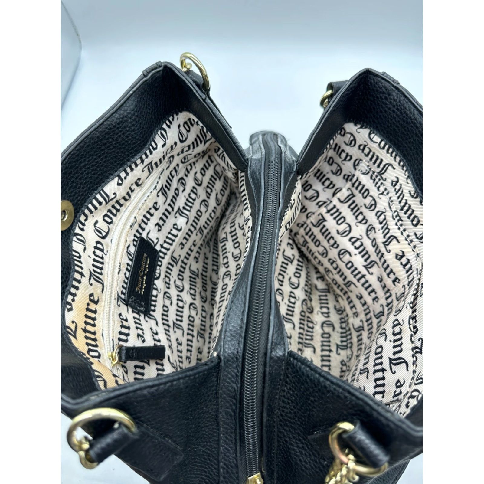 Juicy Couture Juicy Couture Shoulder Bag Women Medium Black Leather Gold Hardware Zipper Pebble Seas the Day Size ONE SIZE - 7 Thumbnail