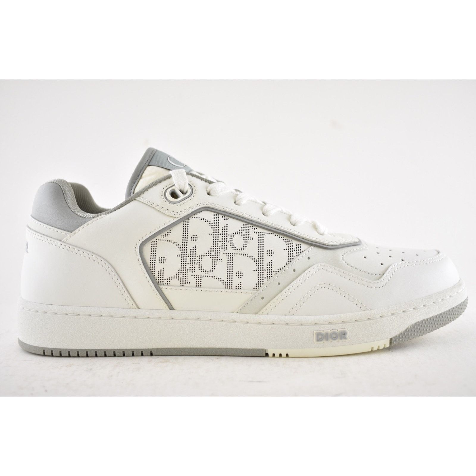 Dior Dior Mens B27 White Grey Leather Low Top Sneakers 44 11 Size US 11 / EU 44 - 2 Thumbnail