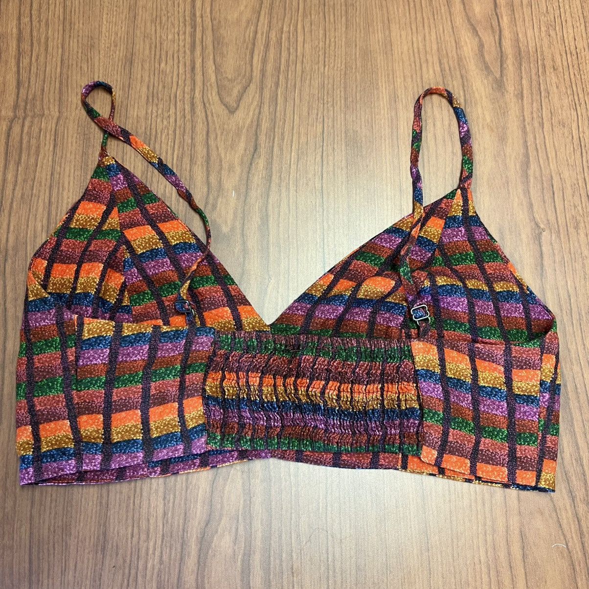 Farm Rio Farm Rio Multicolor Bikini Top Viscose Smocked Back Brazil Size XS / US 0-2 / IT 36-38 - 2 Thumbnail