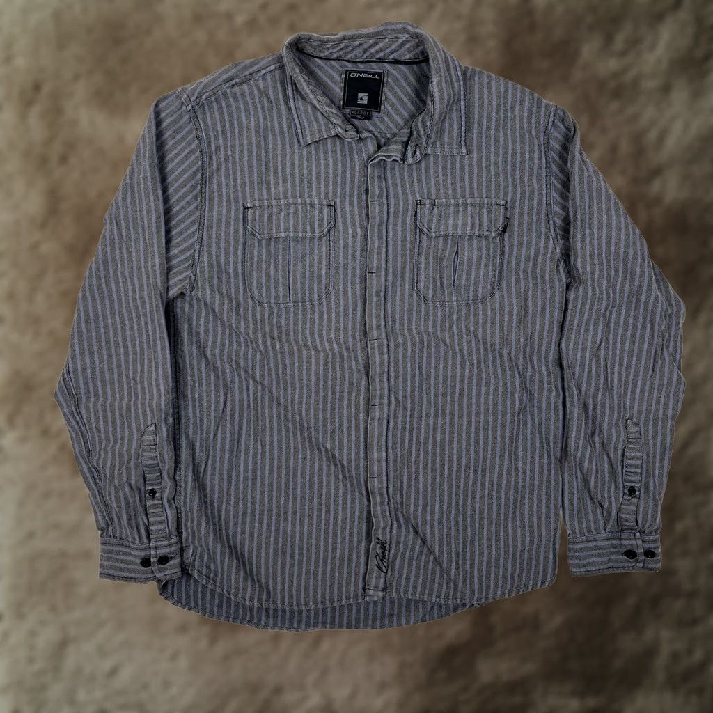 O'Neill O'Neill Shirt Mens XL Gray Striped Twill Long Sleeve Button Front Casual Size US XL / EU 56 / 4 - 1 Thumbnail