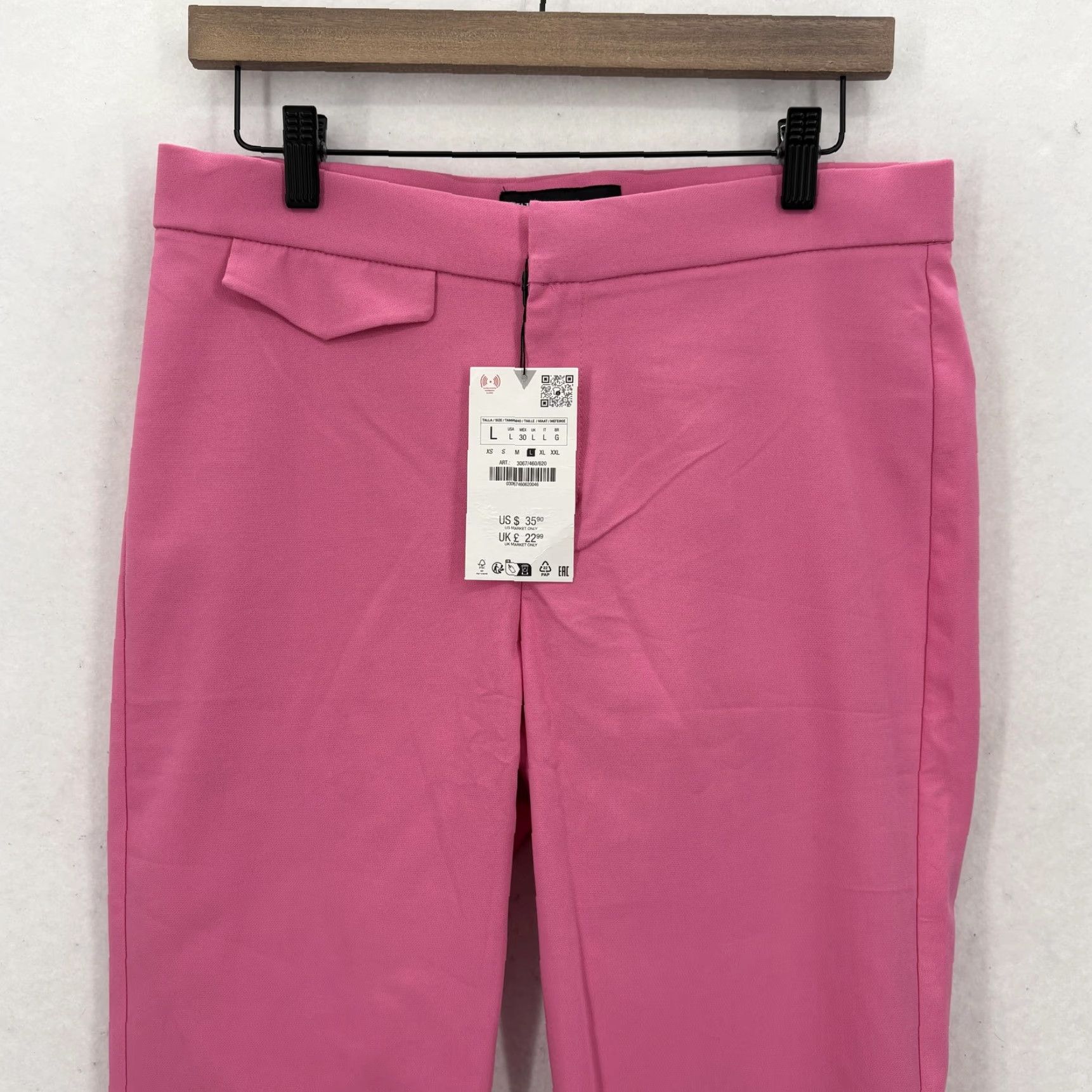 Zara Zara Pants Womens Large Pink Stretch Cotton Blend Dress Ankle Trousers Work NWT Size 36" / US 14 / IT 50 - 2 Thumbnail