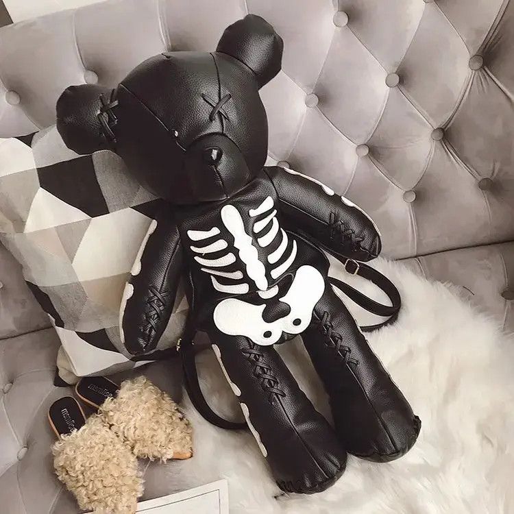 Designer Black Skeleton Bear Backpack Bag Size ONE SIZE - 2 Thumbnail