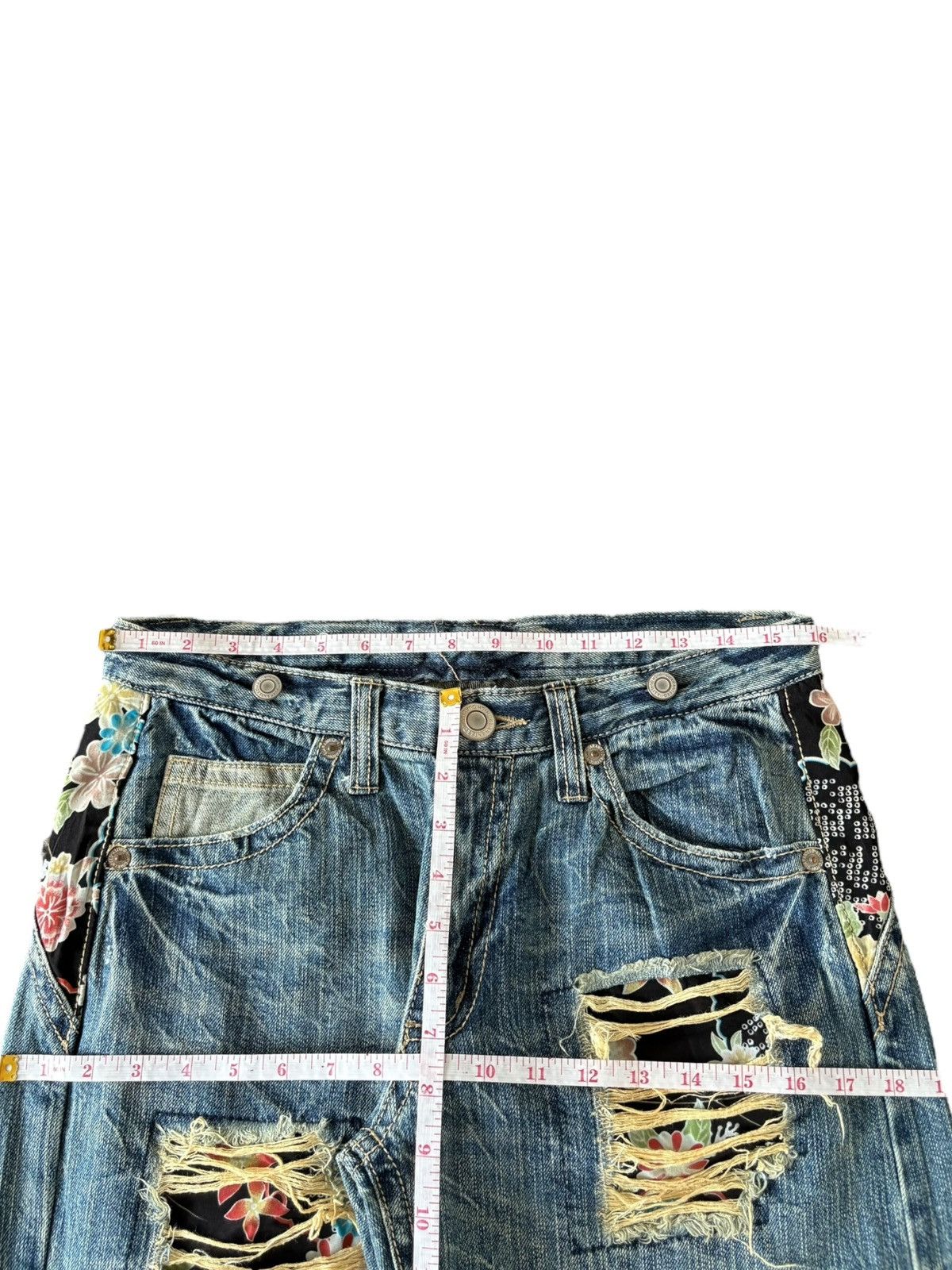 Dsquared2 Vintage Japanese Brand Patchwork Suspenders Loose Jeans Size 32" / US 10 / IT 46 - 6 Thumbnail