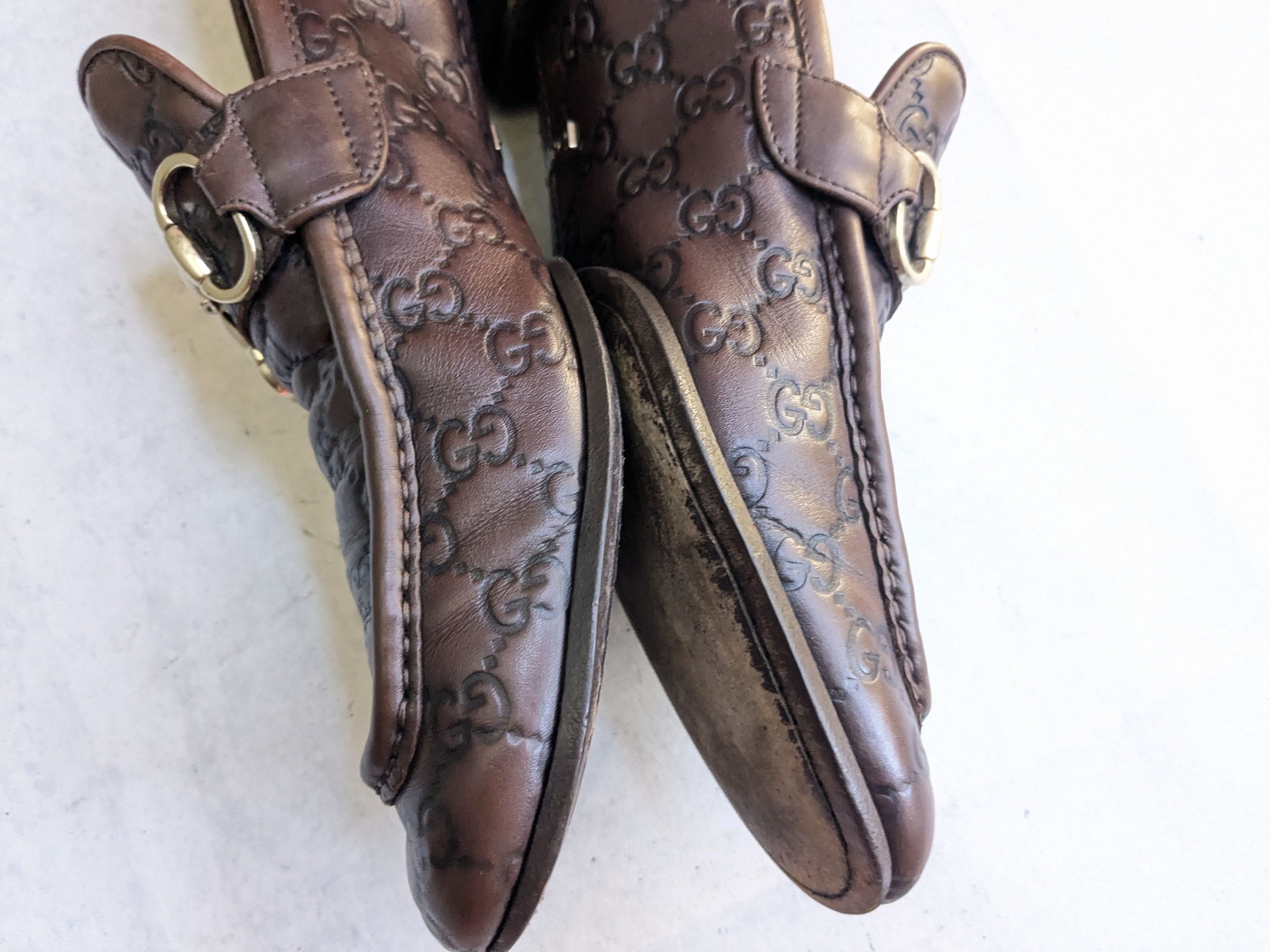 Gucci Gucci Horsebit Loafers Brown Monogram Leather 11 GG Logo Size US 11 / EU 44 - 9 Thumbnail
