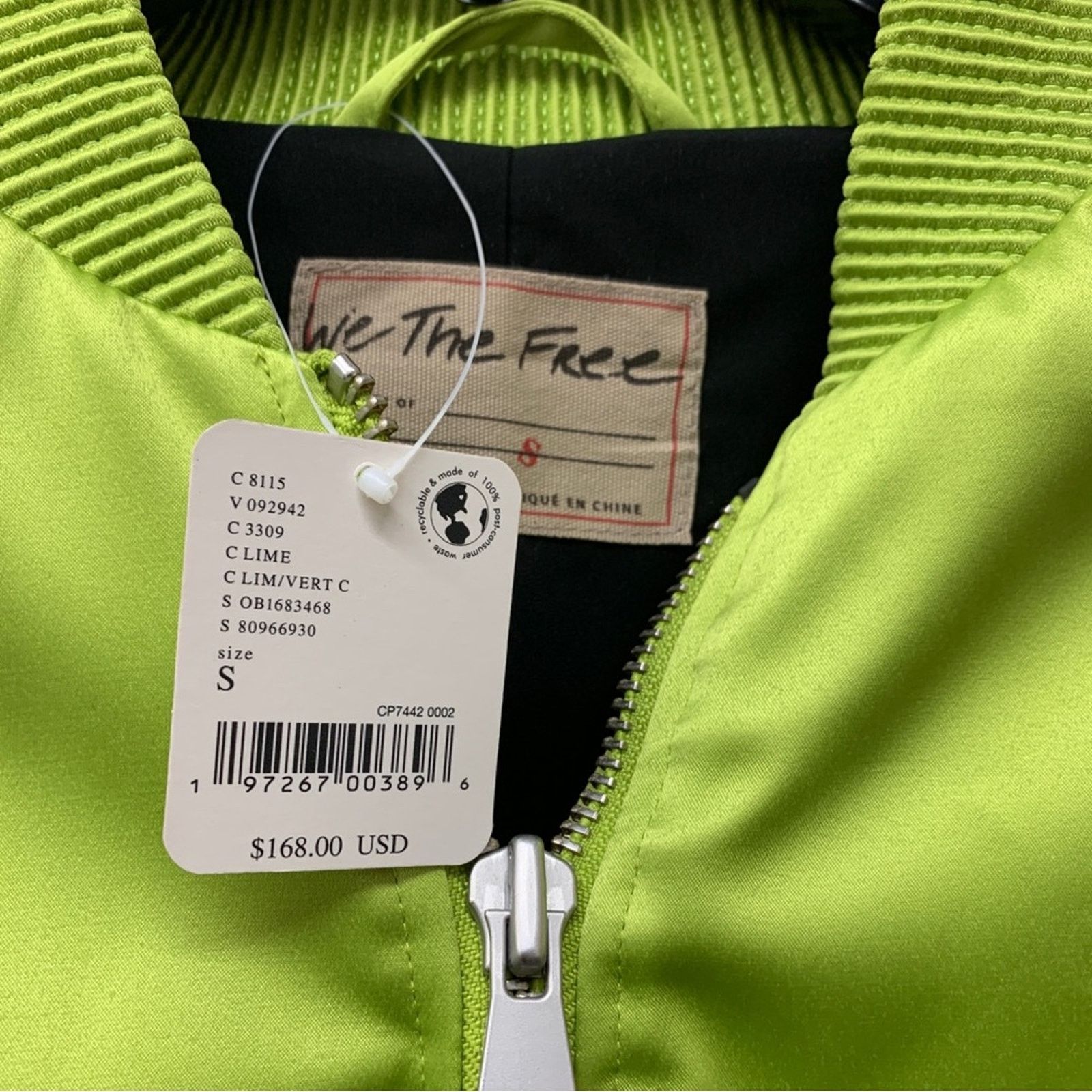Free People We The Free Echo Bomber Jacket Lime Green size Small Size S / US 4 / IT 40 - 4 Thumbnail