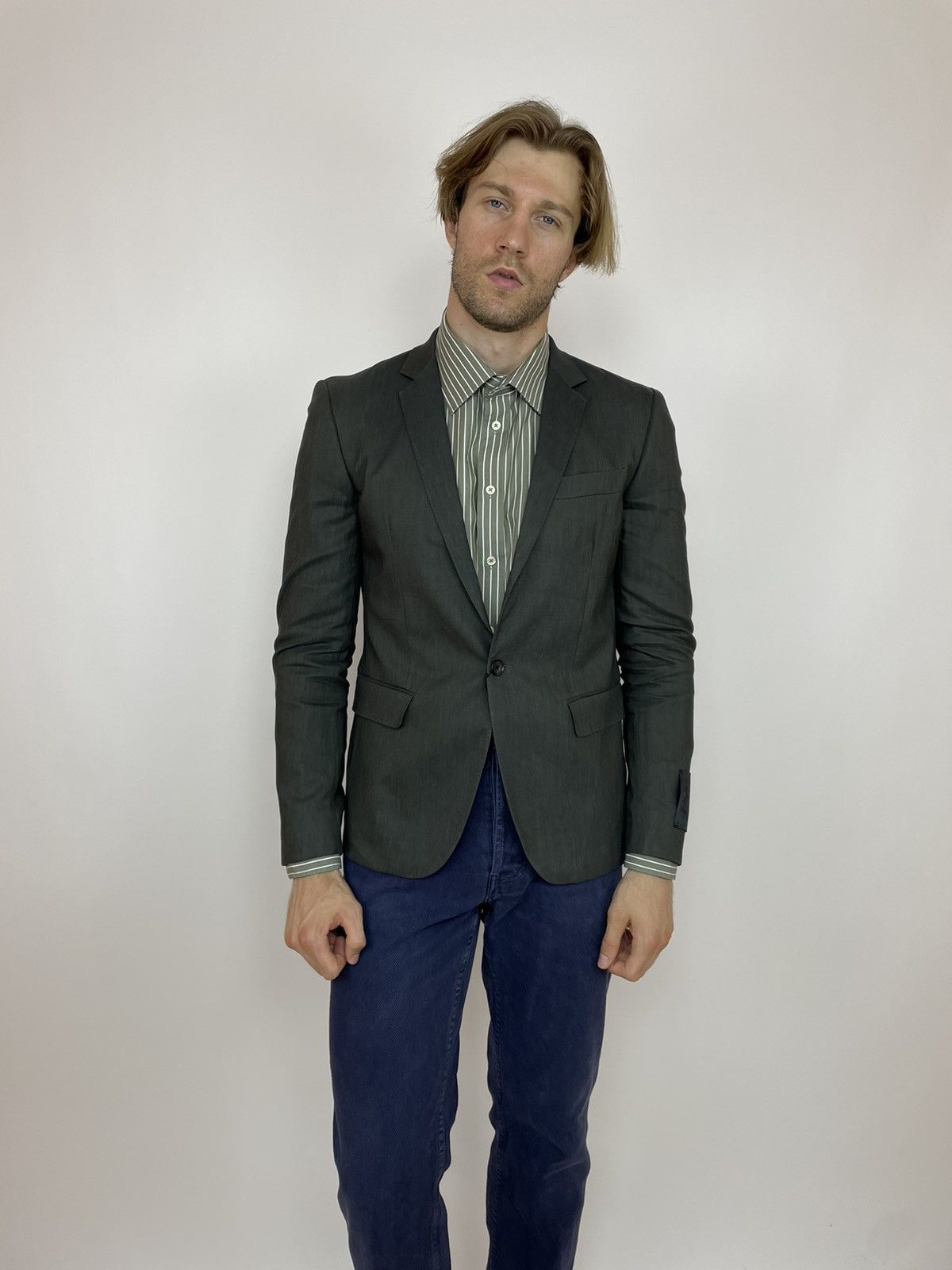 John Richmond JOHN RICHMOND LINEN BLAZER One Button Mens size 48 Size 48R - 5 Thumbnail
