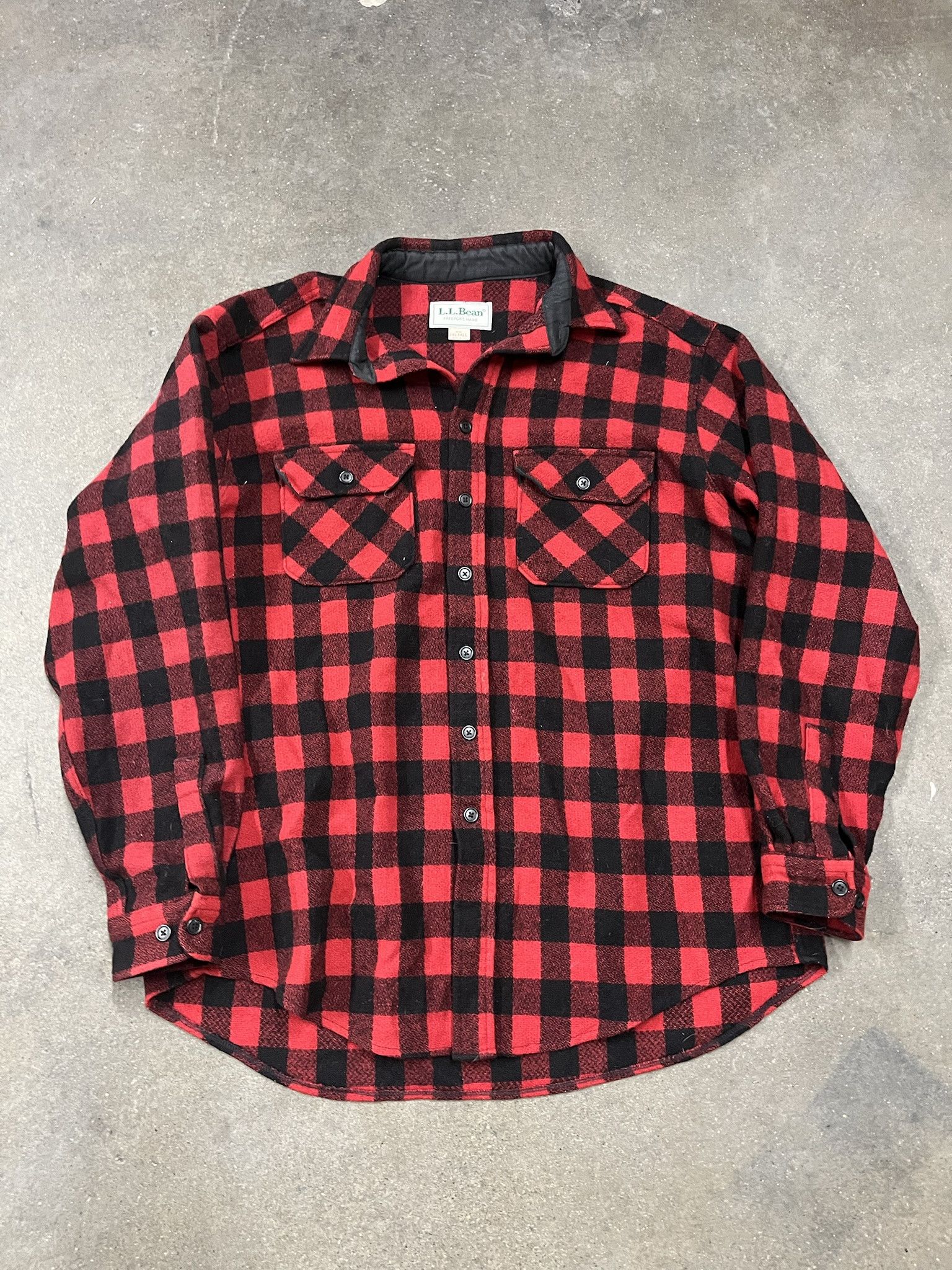 Flannel × Vintage Vintage LL Bean 1990s Red Black Check Wool Flannel Size XXL Size US XXL / EU 58 / 5 - 1 Thumbnail