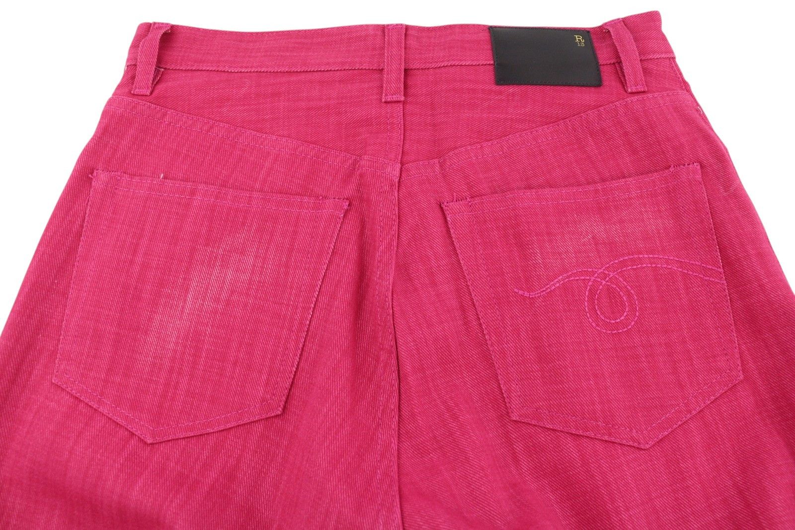 R13 JANE 27 Vivid Pink Faded Flared High Waist Denim 86225 Size 27" / US 4 / IT 40 - 12 Thumbnail