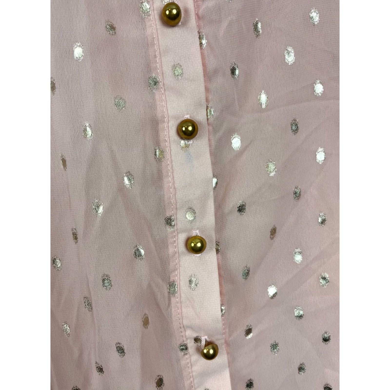 Vintage Love J Shirt Women Medium Button Up Sheer Sleeveless Casual Tank Blouse Peach gold buttons 31227-20K Size M / US 6-8 / IT 42-44 - 2 Thumbnail