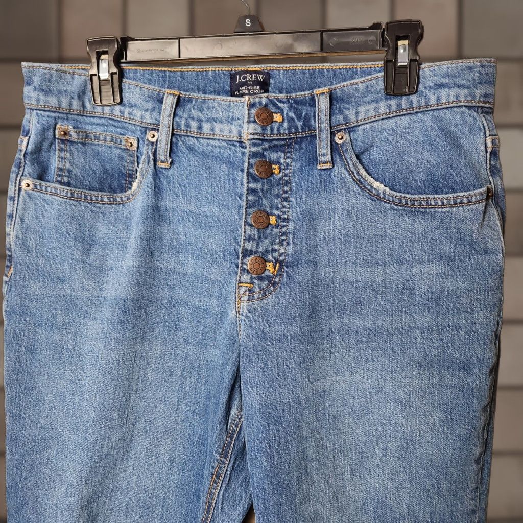 J.Crew J.CREW Mid Rise Flare Exposed Button Fly Crop Jeans 2022-Size 30 Blue Women Size 30" / US 8 / IT 44 - 1 Thumbnail
