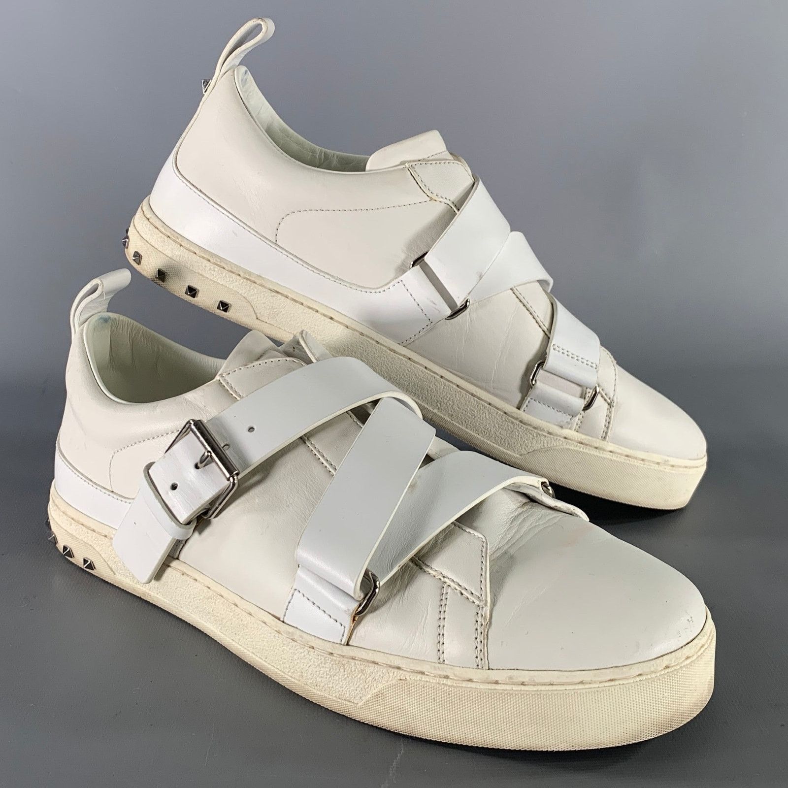 Valentino VALENTINO Size 9 White Studded Leather Strap Sneakers Size US 9 / EU 42 - 1 Thumbnail