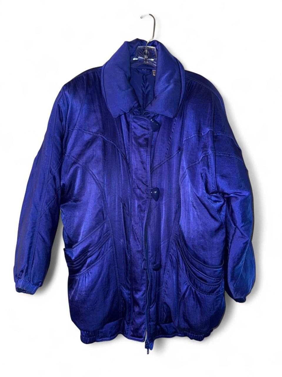 Other Vintage 80s 90s Royal Blue Satin Down Puffer Jacket Size S / US 4 / IT 40 - 1 Thumbnail