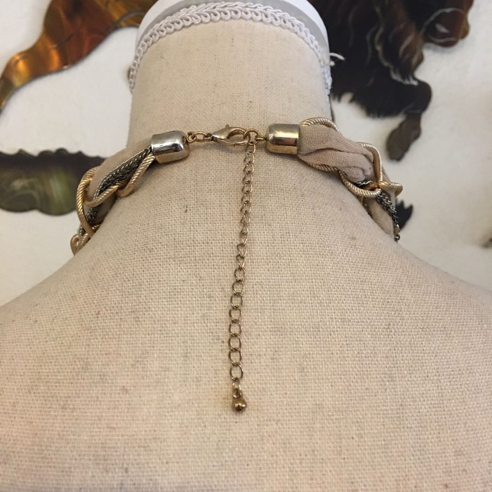 Vintage Vintage braided chain and fabric choker necklace Size ONE SIZE - 5 Thumbnail
