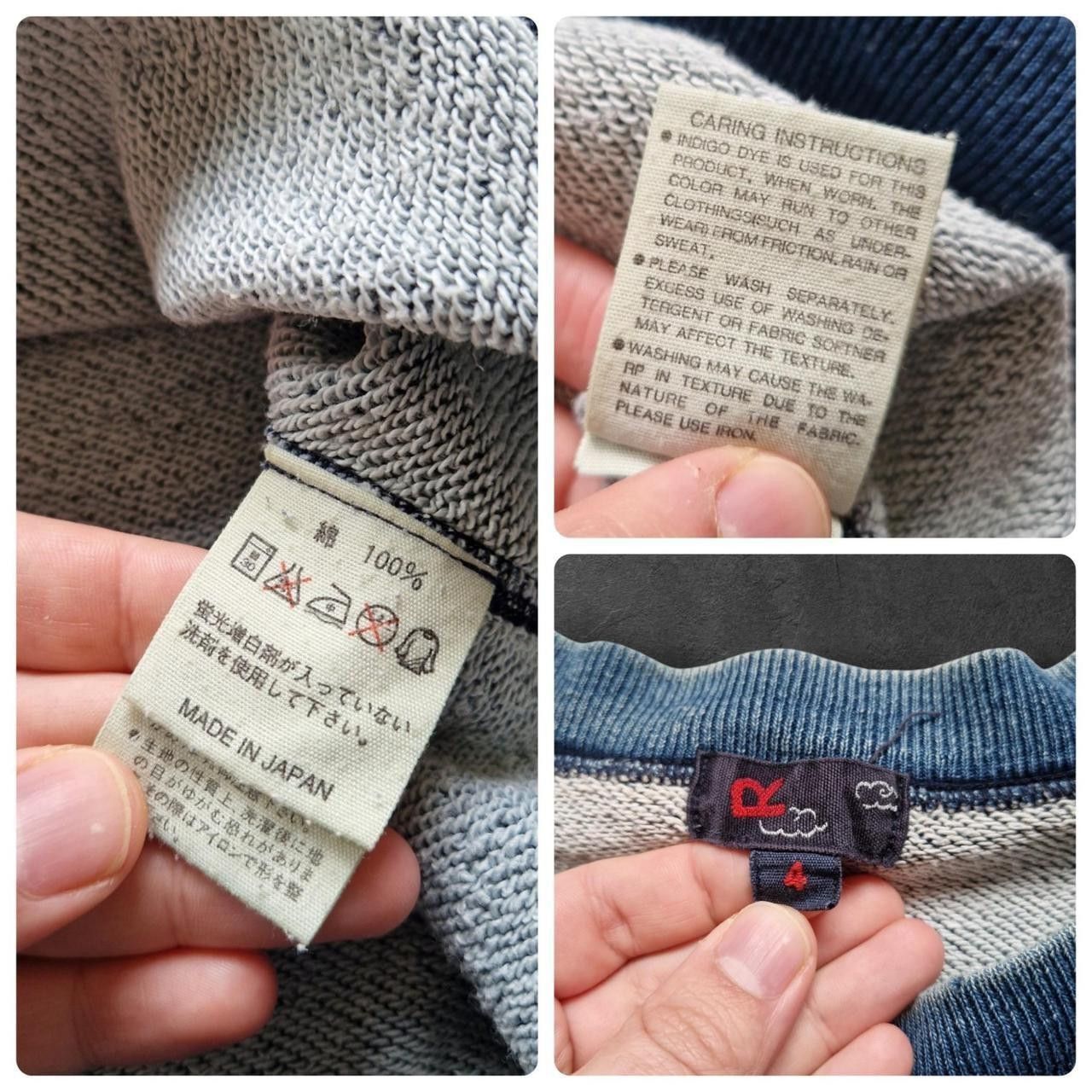 45rpm vintage 45RPM indigo dyed loop wheel raglan sweatshirt Size US XL / EU 56 / 4 - 6 Thumbnail