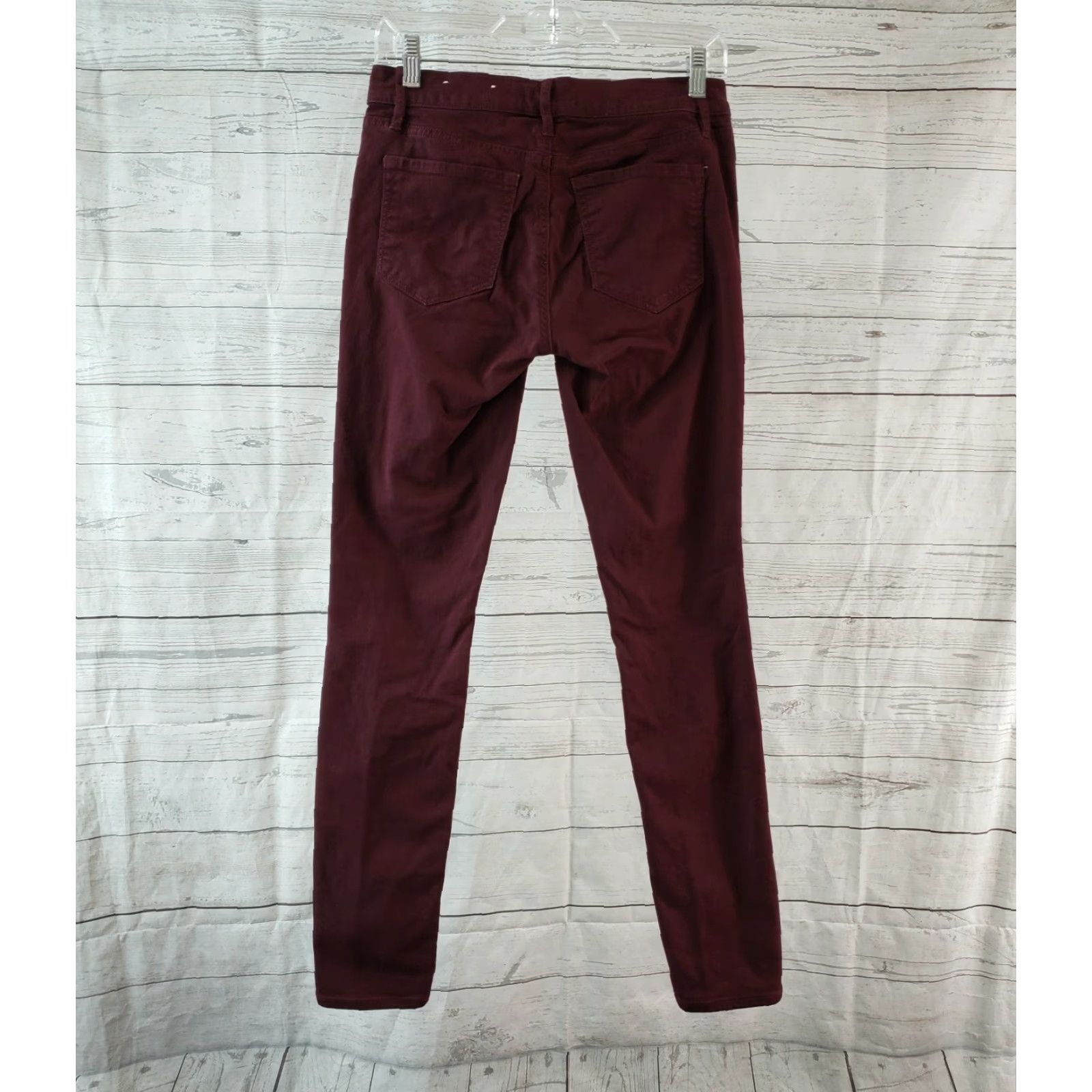 Ann Taylor Ann Taylor LOFT Womens Modern Skinny Pants Sz 0 Maroon Red Cotton Blend Low Rise Zip 30in Inseam Slim Fit Pants Womens Size 25" / US 0 / IT 36 - 3 Thumbnail