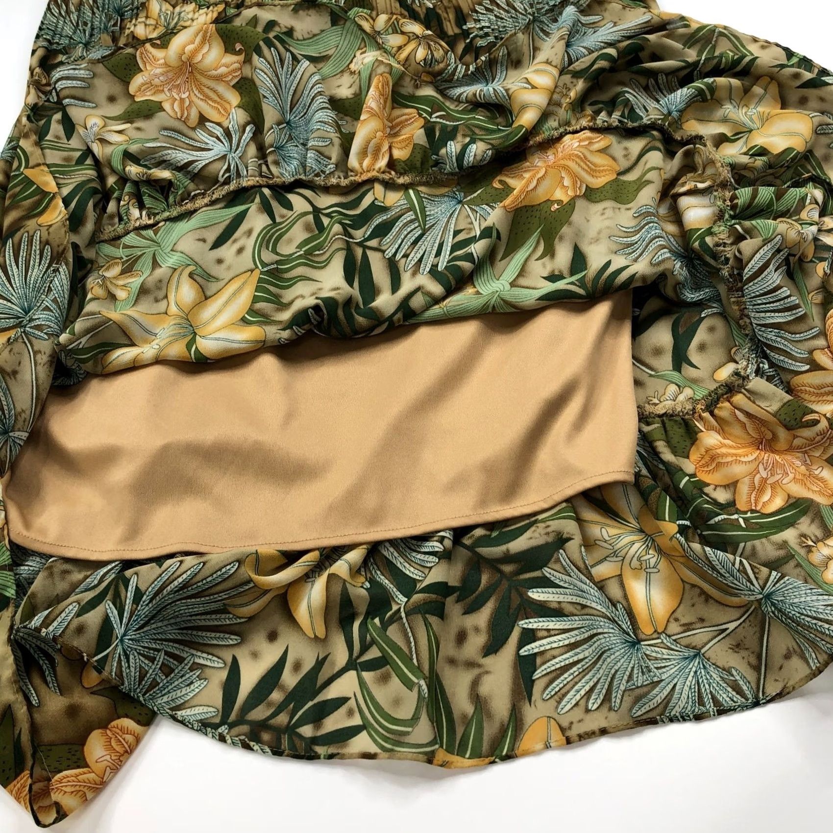 Vintage Dressbarn Dress 18 Cottage Core Ruffled Pleated Midi Knee Dress Green Brown Women's Midi Dress Casual Party/Cocktail Size XXL / US 16-18 / IT 52-54 - 5 Thumbnail