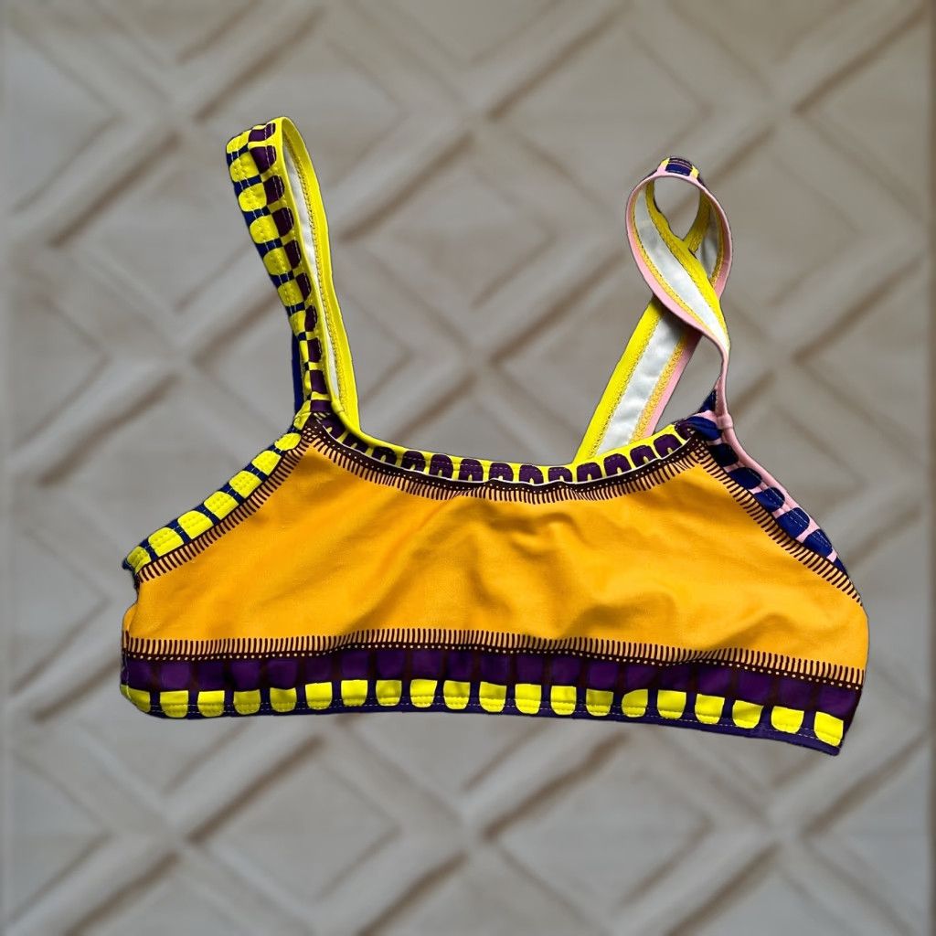 Vintage Unbranded Bikini Top Womens Small Yellow Wide Strap Beach Swimwear Top S Fits Size S / US 4 / IT 40 - 1 Thumbnail