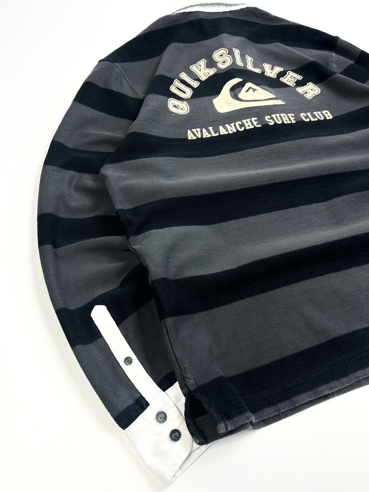 Quiksilver Vintage Quiksilver Striped Rugby Shirt Jersey Grey Y2K Size US L / EU 52-54 / 3 - 4 Thumbnail