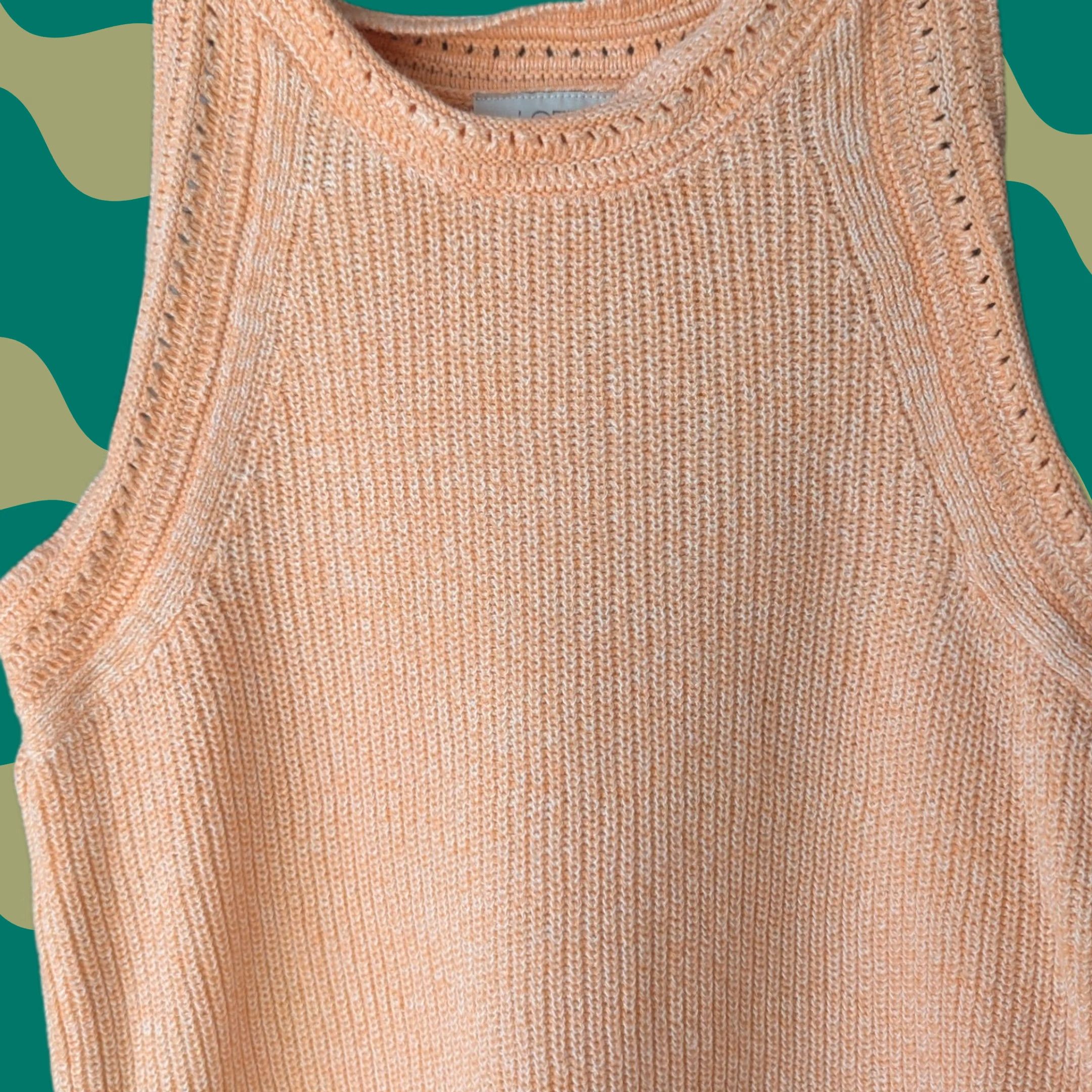 Loft Loft Peach Orange Marled Knit Pointelle Trim Sleeveless Sweater Tank Top XS Women Size XS / US 0-2 / IT 36-38 - 1 Thumbnail
