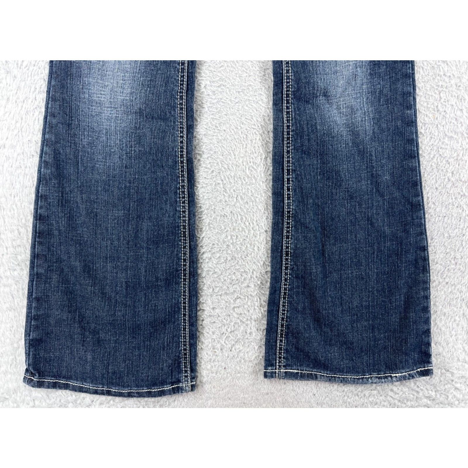 Denime Zco Denim Jeans Bootscut Women's 7 Blue Embroidered Distressed Pockets 5-Pocket Cotton Blend Regular Size 28" / US 6 / IT 42 - 4 Thumbnail