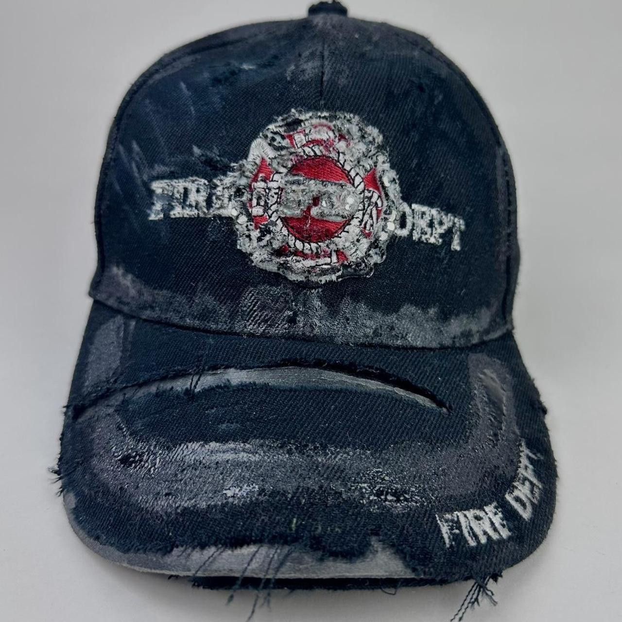 Other ASTROBOI* 'Fire Dept.' Black Distressed Rhinestone Hat Size ONE SIZE - 2 Thumbnail