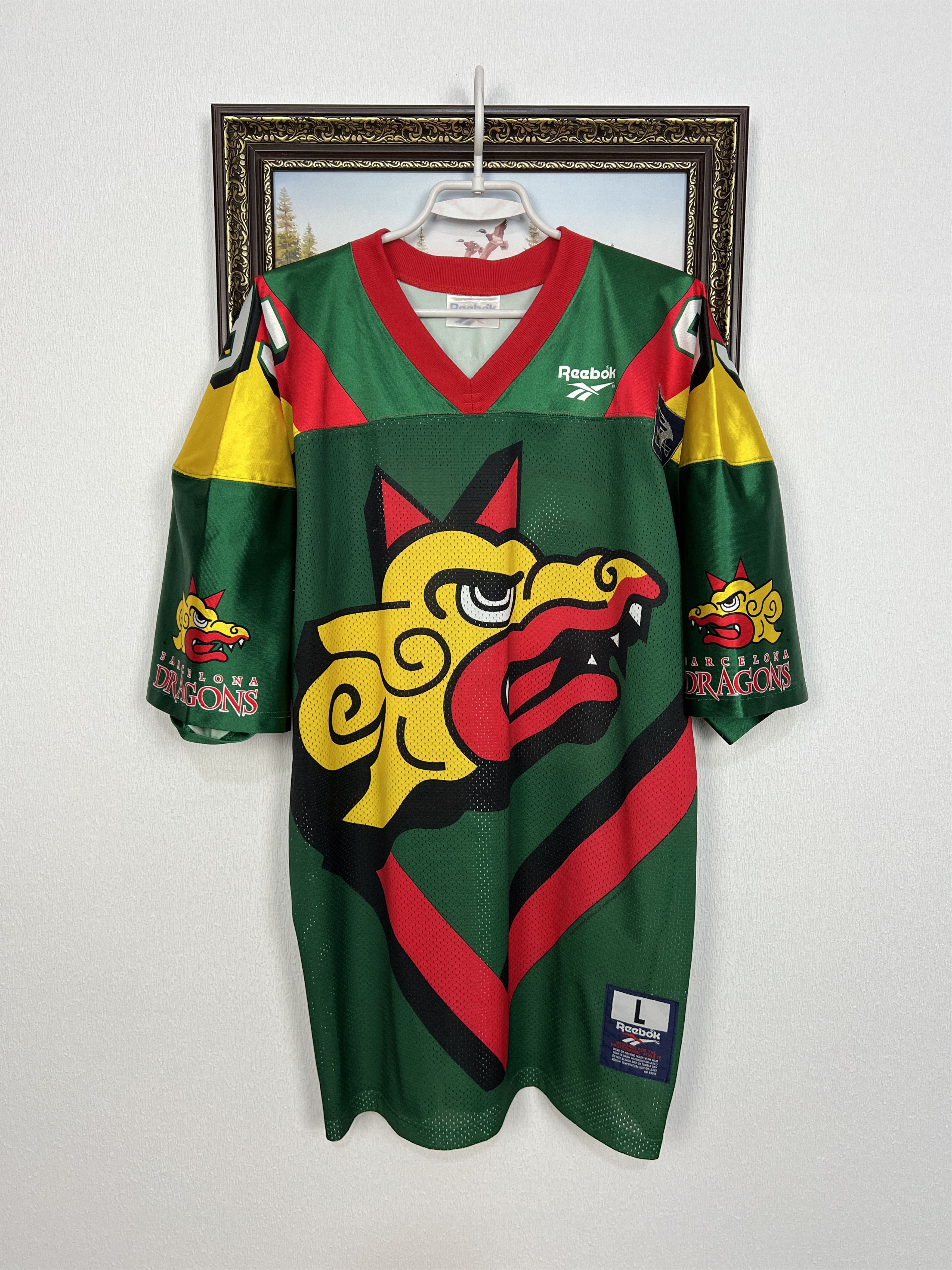 Reebok VIntage Barcelona Dragons NFL World League Jersey #95 Trikot Size US XL / EU 56 / 4 - 1 Thumbnail