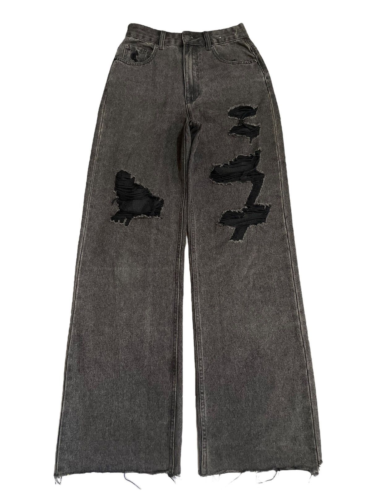 Vintage Japanese Distressed Fade Wash Wide Leg Baggy Jeans