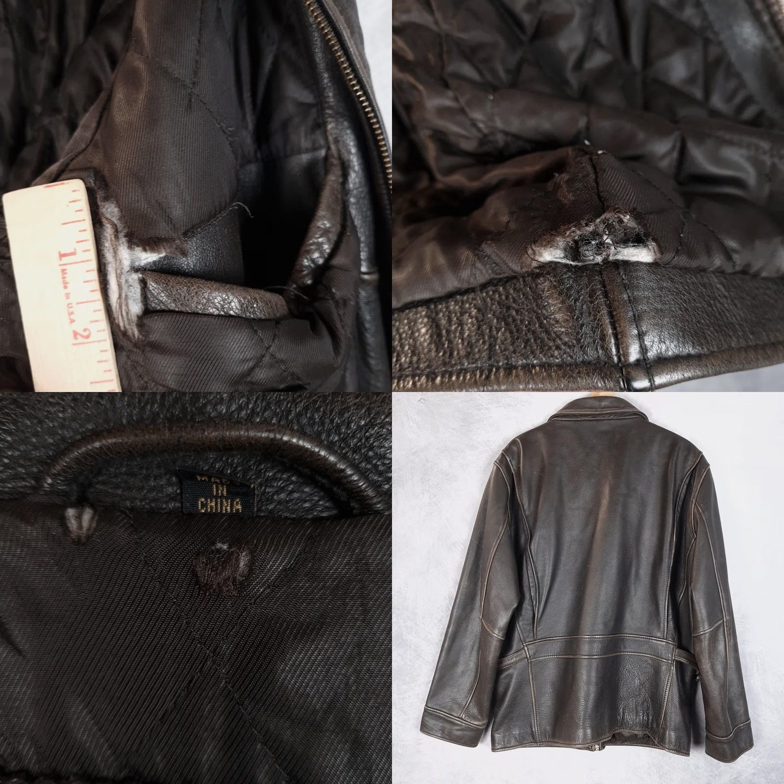 Lucky Brand Lucky Brand Jacket Mens XL Brown Leather Full Zip Lined Bomber Dungarees America Leather Size US 36 / EU 52 - 9 Thumbnail