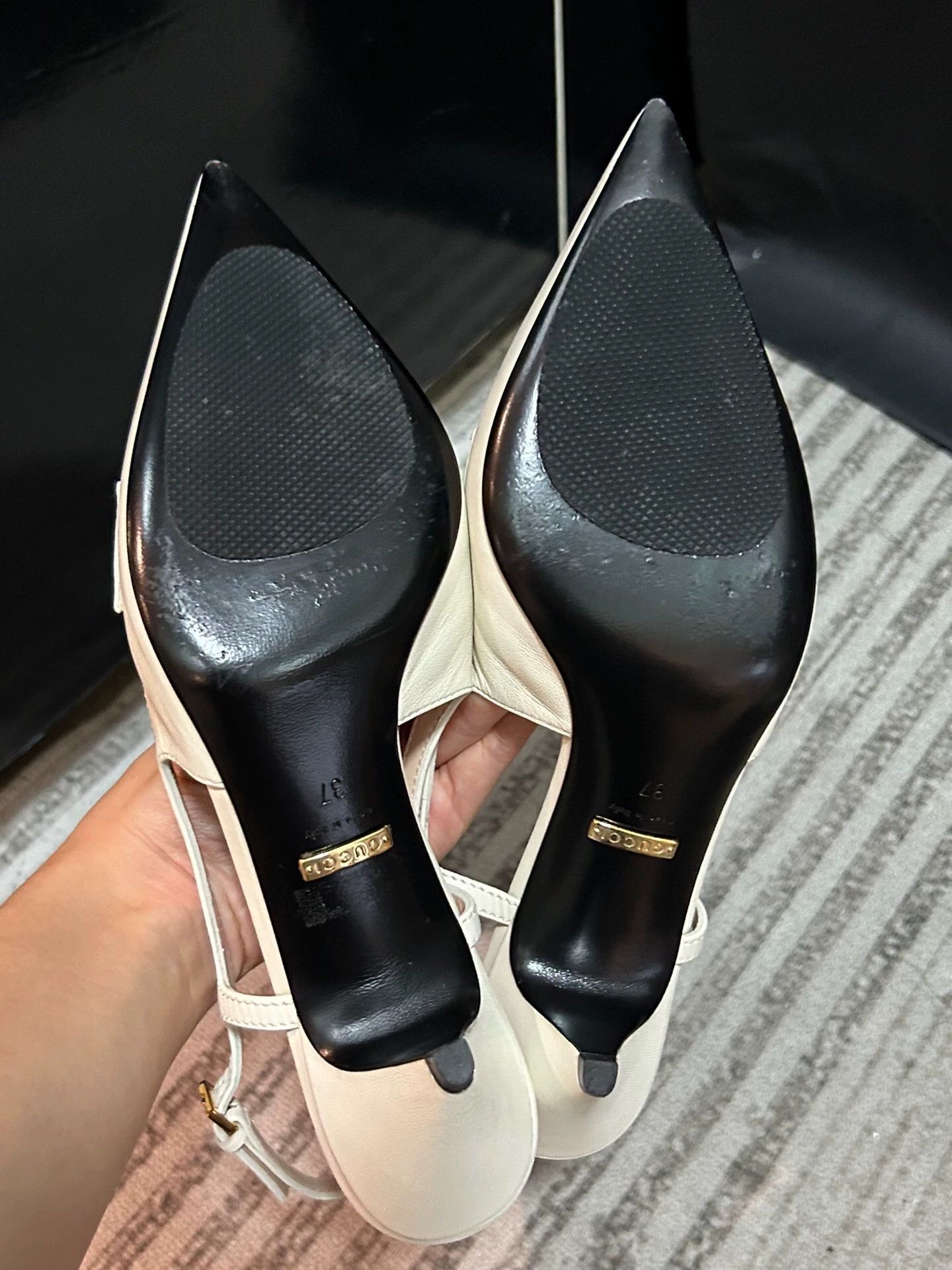 Gucci GUCCI pointed toe buckle cone heel white 37 Size US 6.5 / IT 36.5 - 4 Thumbnail