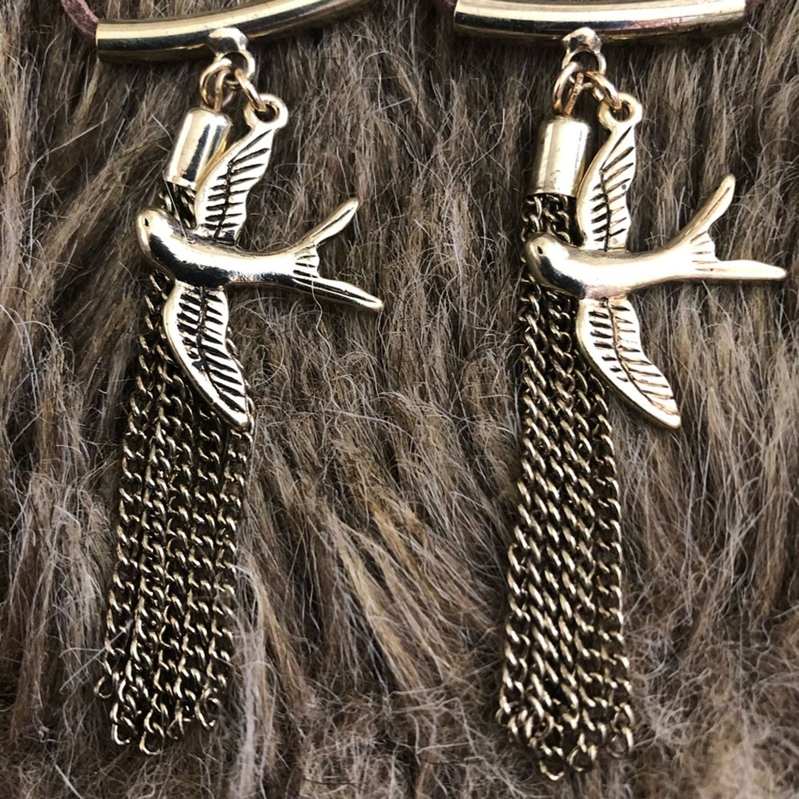 Handmade Hand crafted flying doves genuine leather earrings Size ONE SIZE - 3 Thumbnail