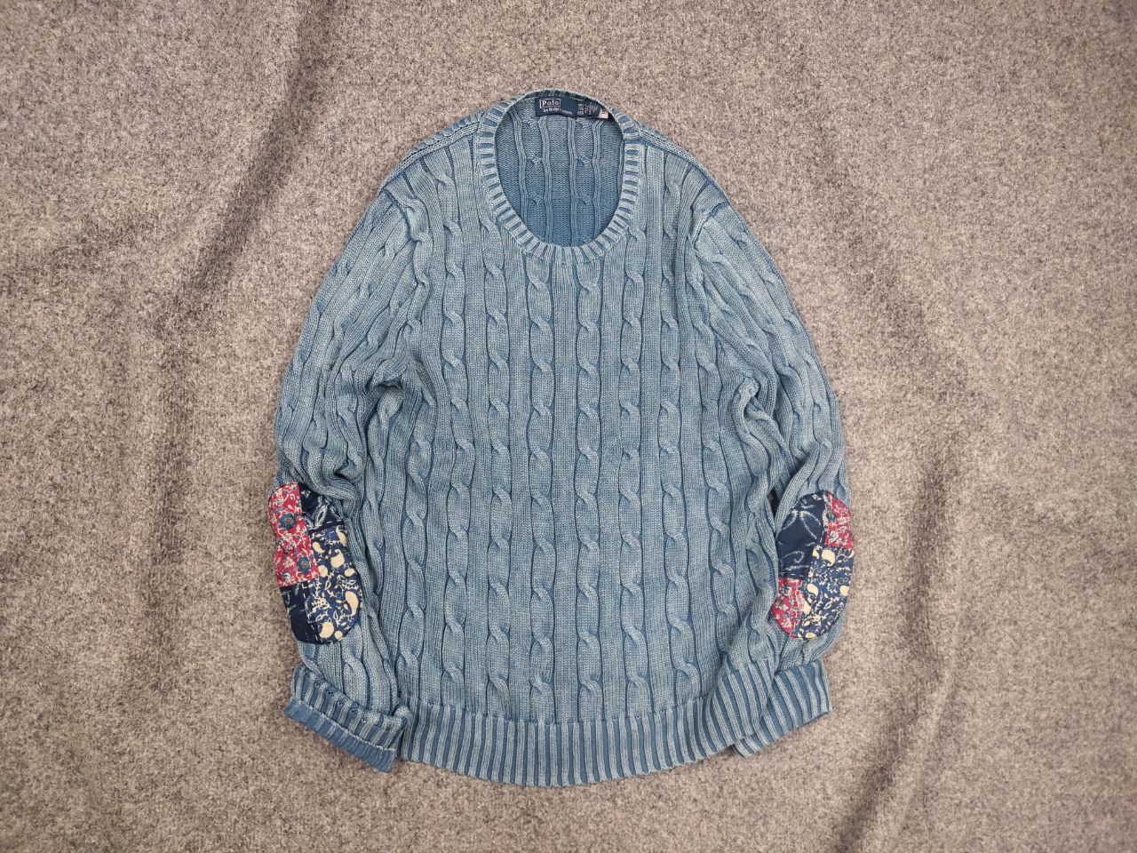 Polo Ralph Lauren Rare Polo Ralph Lauren Indigo Patchwork Elbow Knit Sweater Size XL / US 12-14 / IT 48-50 - 2 Thumbnail