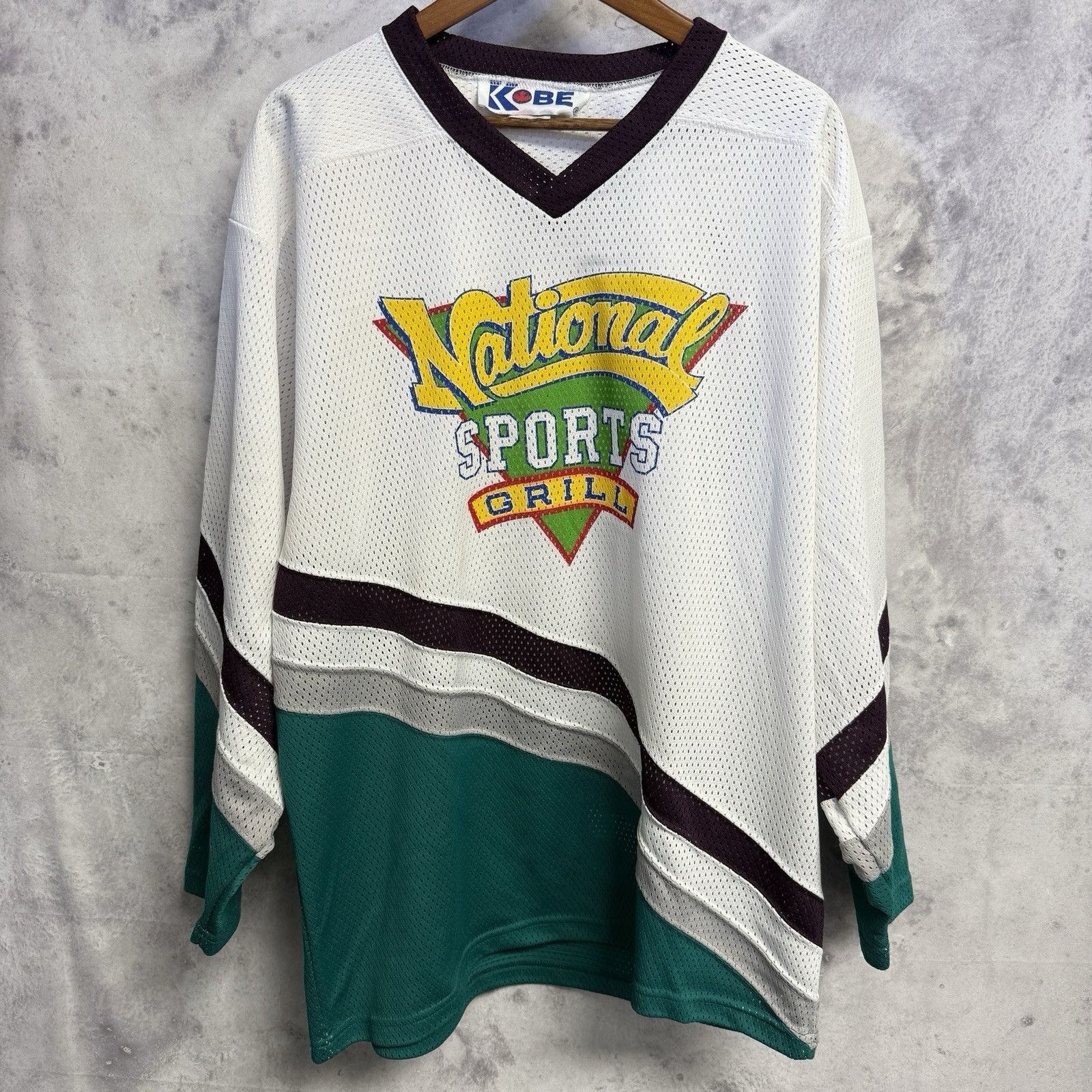 Vintage Vintage Kobe Hockey Jersey National Sports Grill White 90s S Size US L / EU 52-54 / 3 - 1 Thumbnail