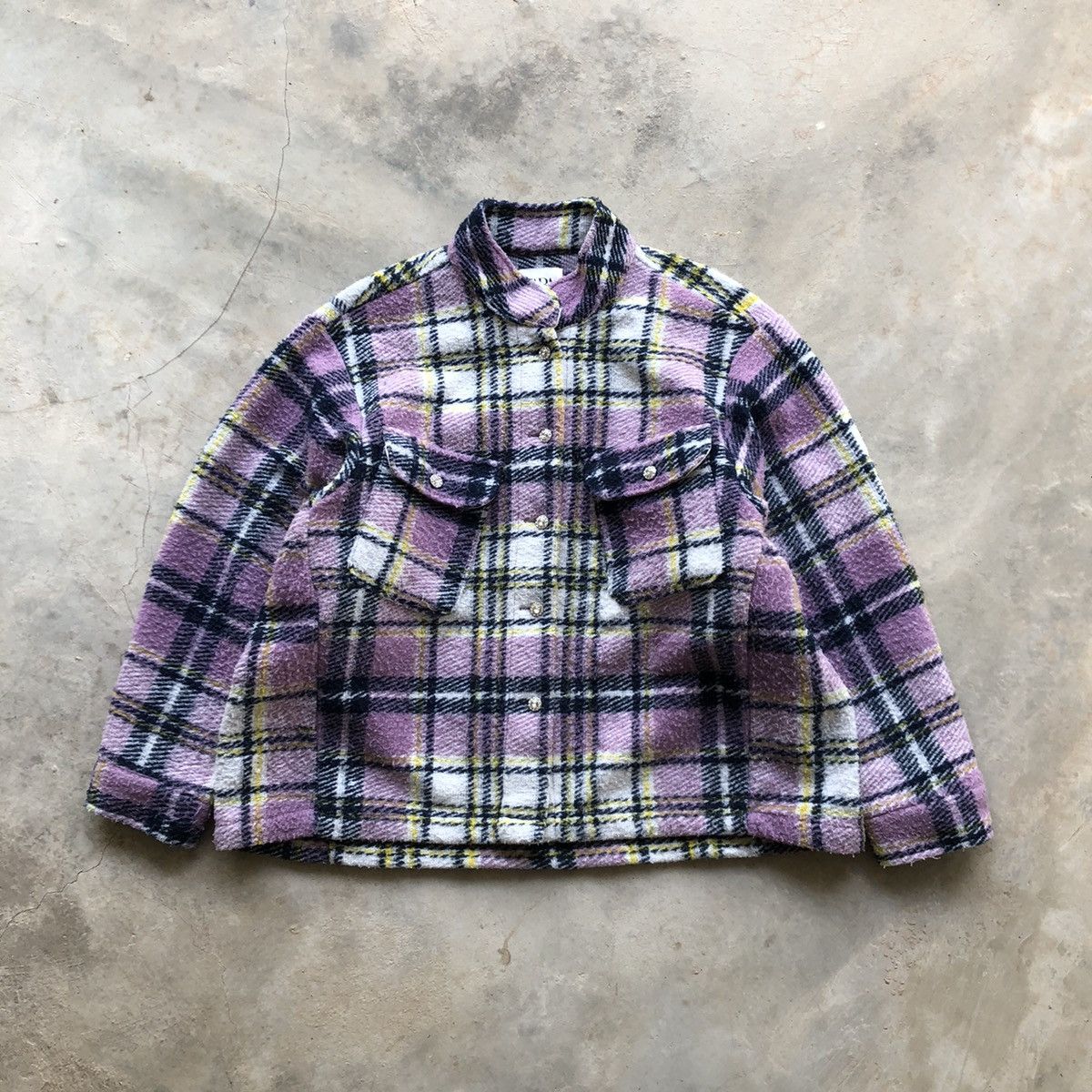 ZARA Wool Texture Plaid Checked Overshirt Jacket