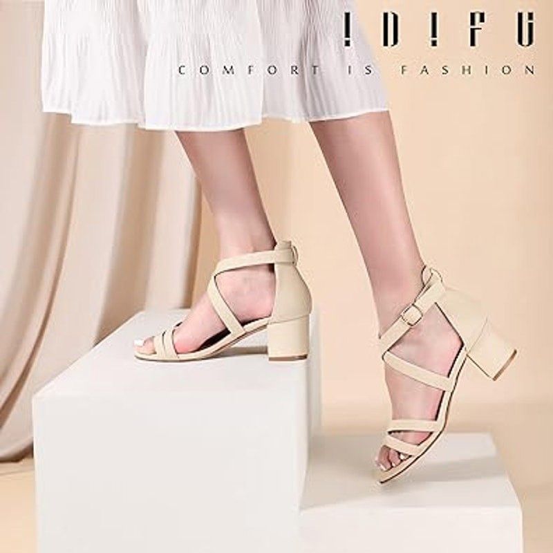 Other idifu Womens 9.5 Pink Tan Open Toe Block Heel Sandals Size US 9.5 / IT 39.5 - 6 Thumbnail