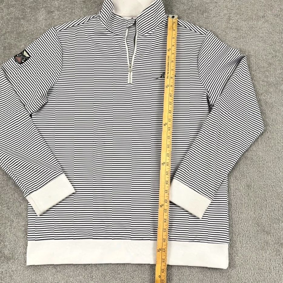 Vintage Boston Scott Golf Pullover Mens Large White Blue Striped Performance Stretch Shirt Size US L / EU 52-54 / 3 - 5 Thumbnail