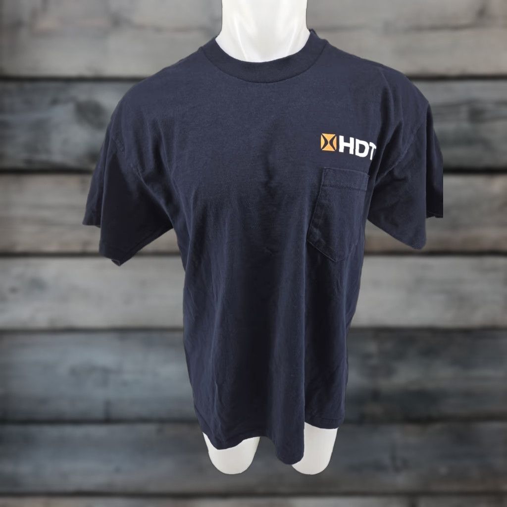 Vintage HDT Global Pocket T Shirt XL Blue Mens Short Sleeve Cotton Pockets 22.5 Shoulder to Shoulder 30.5 Down Back Size US XL / EU 56 / 4 - 1 Thumbnail