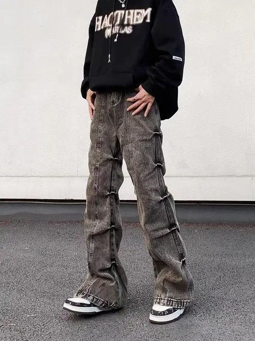Japanese Brand × Jean Vintage washed pleated bootcut denim trousers Size US 34 / EU 50 - 3 Thumbnail