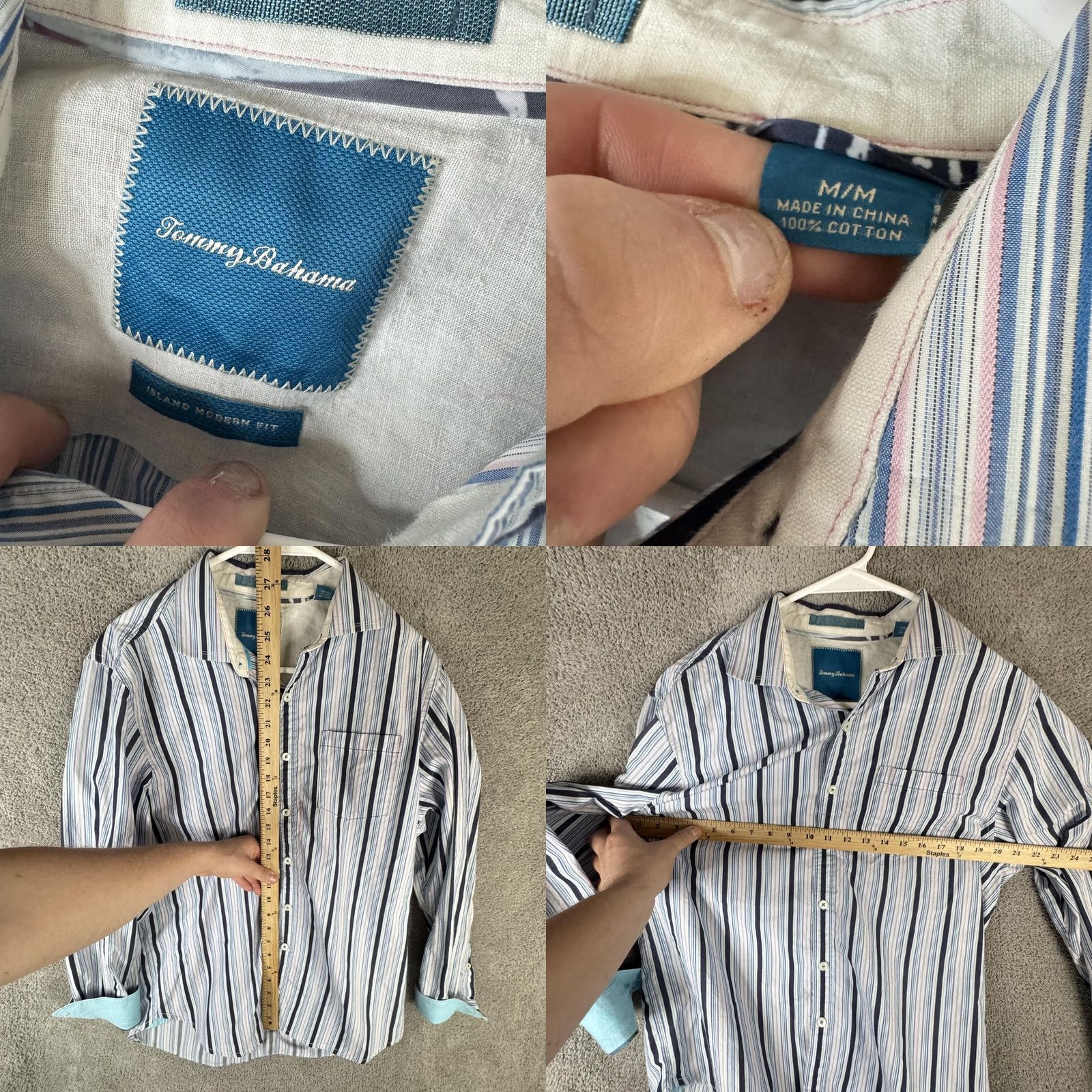 Tommy Bahama Tommy Bahama Shirt Mens M Blue Stripe Island Modern Fit Long Sleeve Cotton Shirt Size US M / EU 48-50 / 2 - 8 Thumbnail