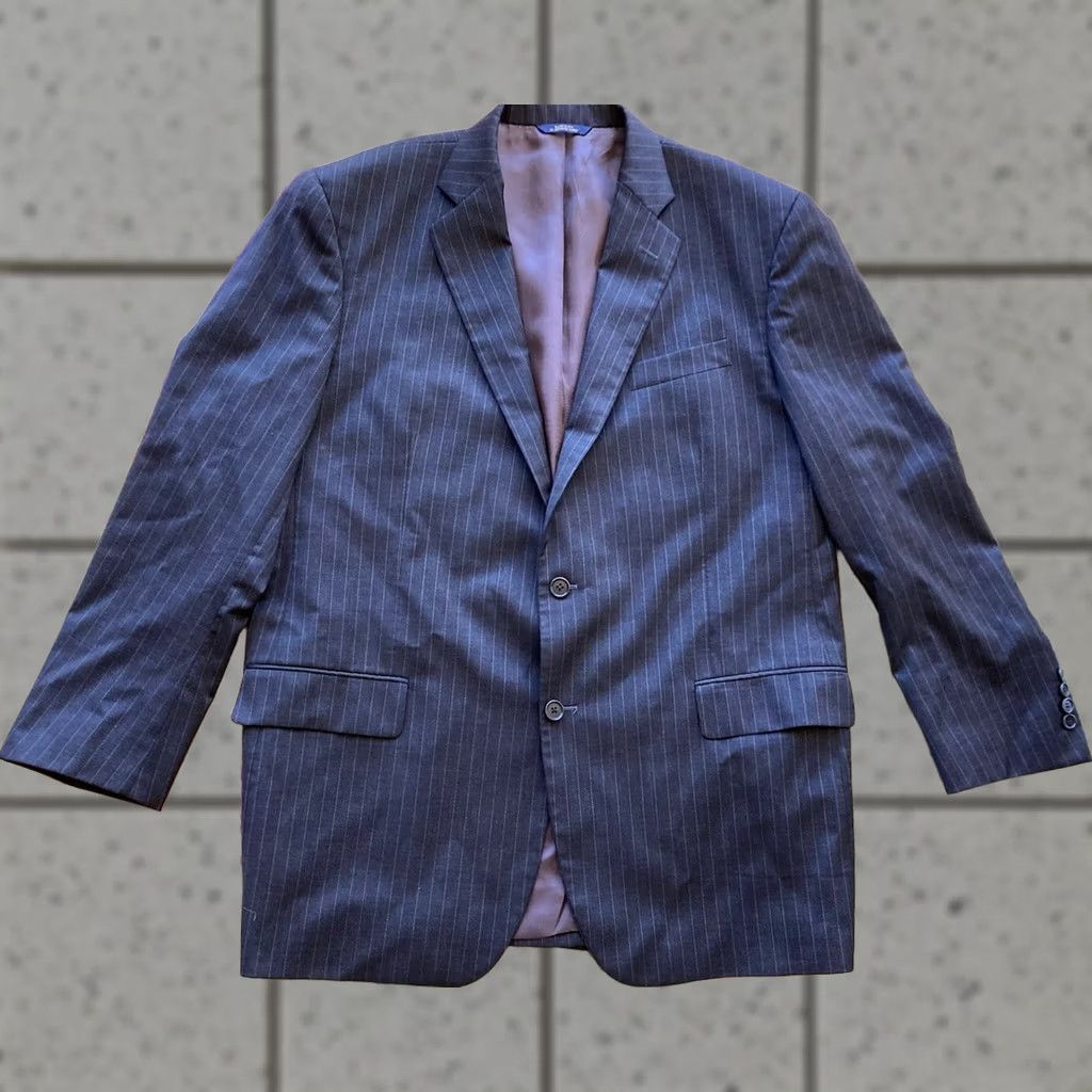 Brooks Brothers Brooks Brothers Blazer Mens 46L Madison 1818 Wool Charcoal Pinstripe Single-Breasted Two-Button Notch Lapel Long 2 Piece Regular Travel Mens Version Size 46R - 1 Thumbnail
