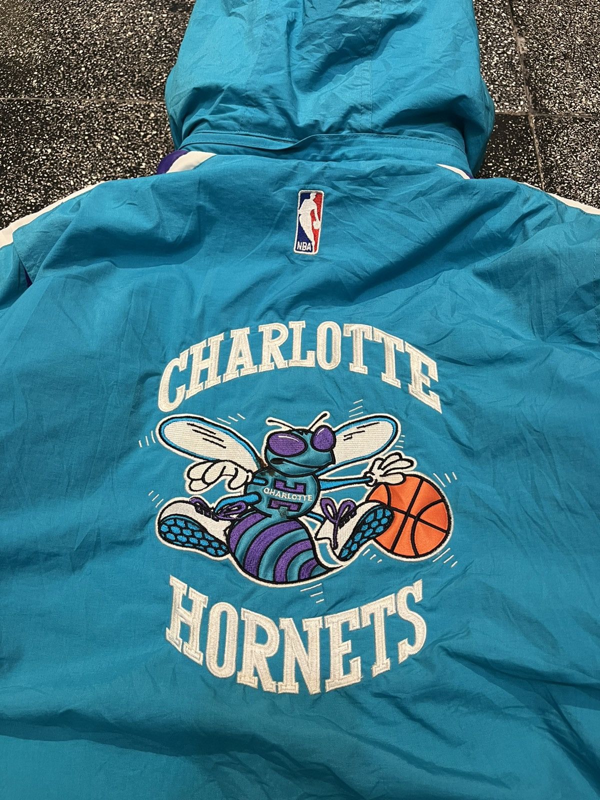 Vintage 90s Charlotte Hornets Starter Puffer Down Jacket Hood! Size US L / EU 52-54 / 3 - 6 Thumbnail