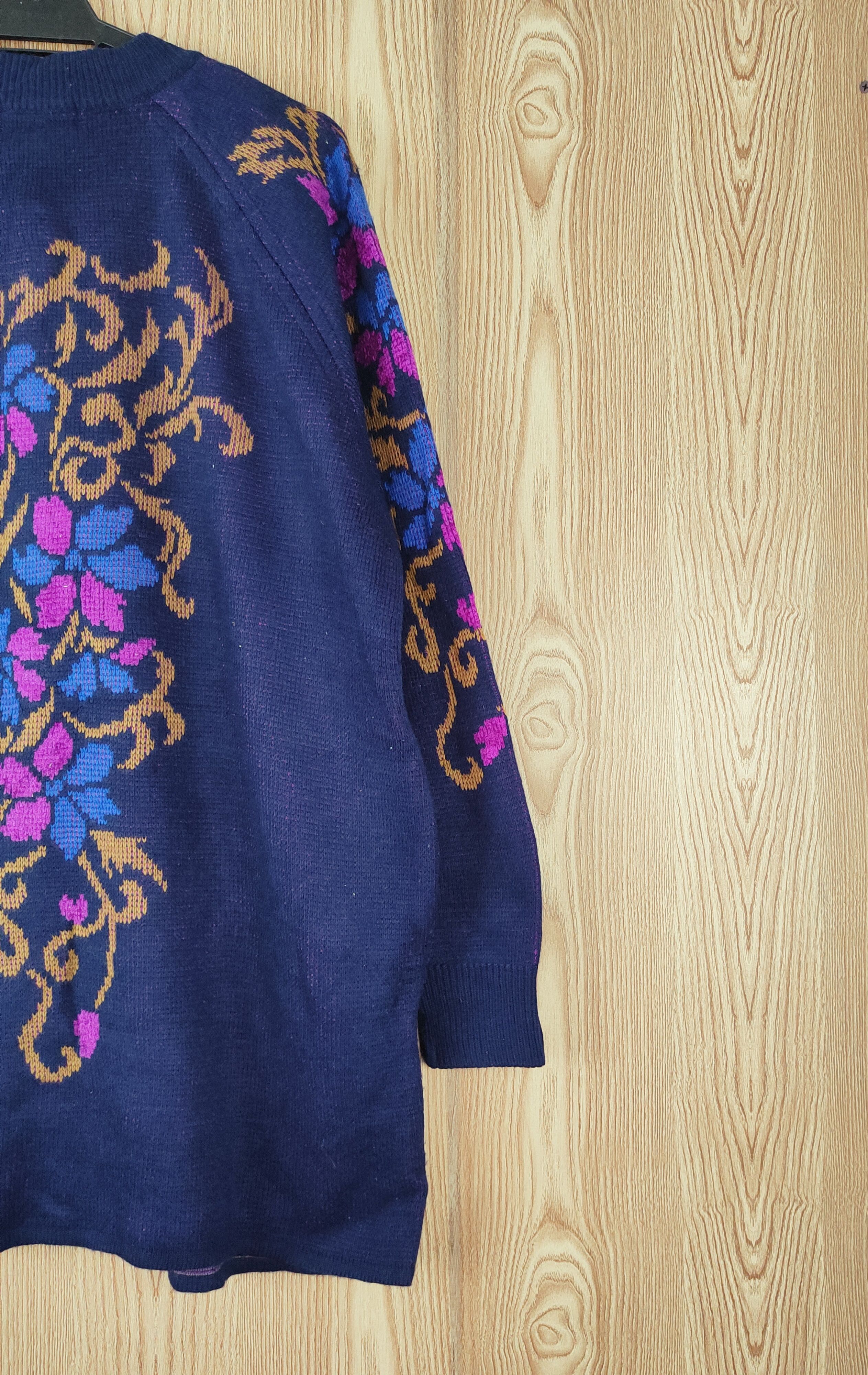 Vintage Star Coronation Dark Blue Knitwear Cardigan #W032 Size L / US 10 / IT 46 - 9 Thumbnail