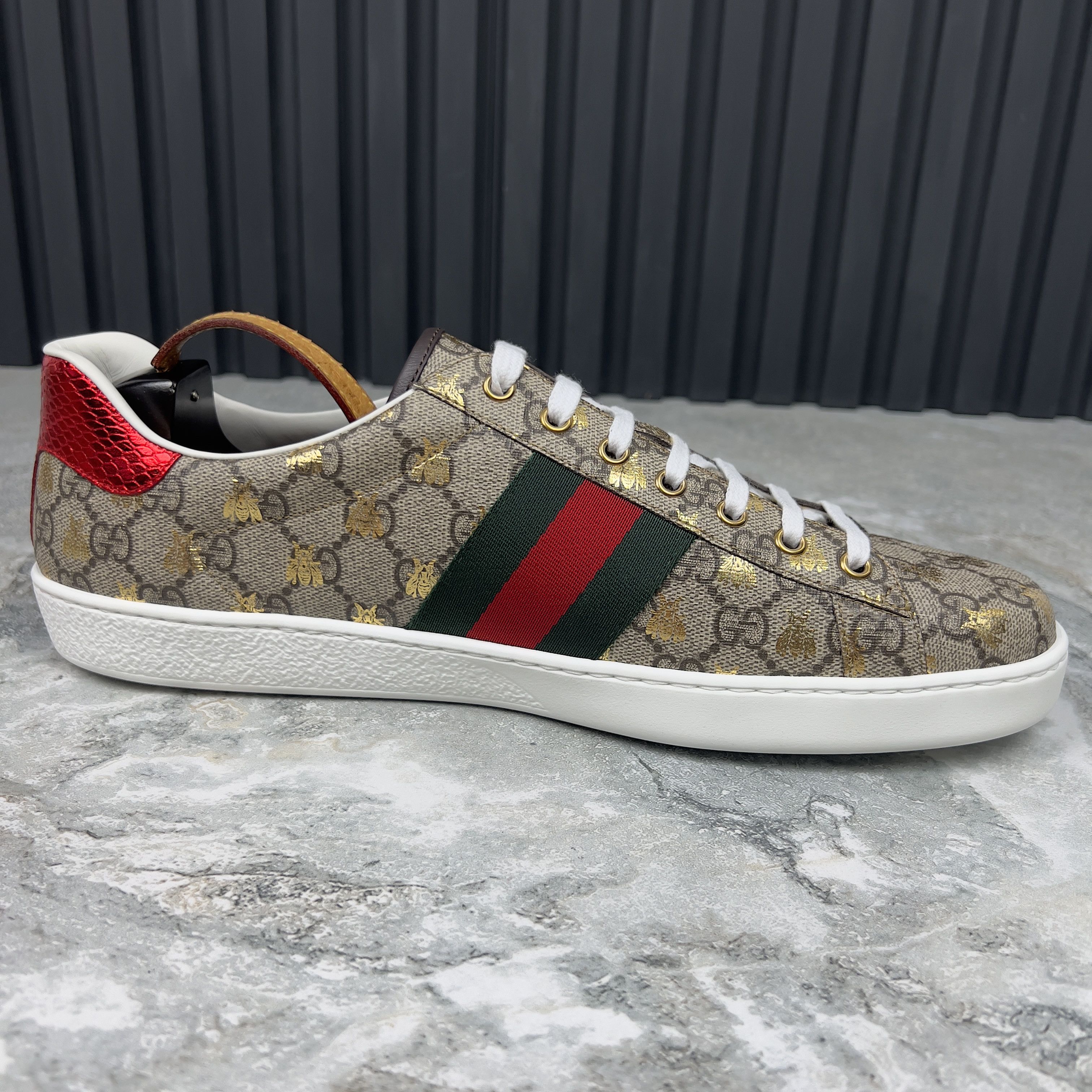 Gucci NEW Gucci ACE GG Bees Supreme Canvas Python Sneakers Leather Size US 12.5 / EU 45-46 - 6 Thumbnail