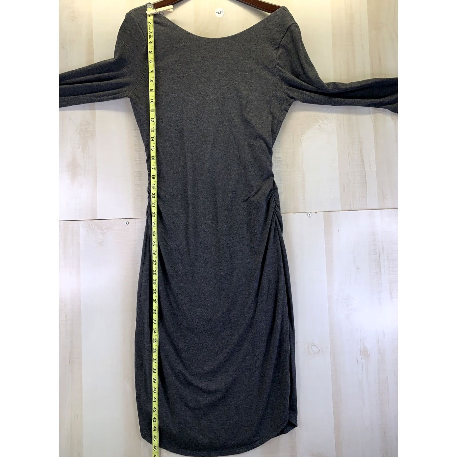 Athleta Athleta Dress Womens Gray Scoop Back 3/4 Sleeve Rouched Sides Size M-7887 Size M / US 6-8 / IT 42-44 - 3 Thumbnail