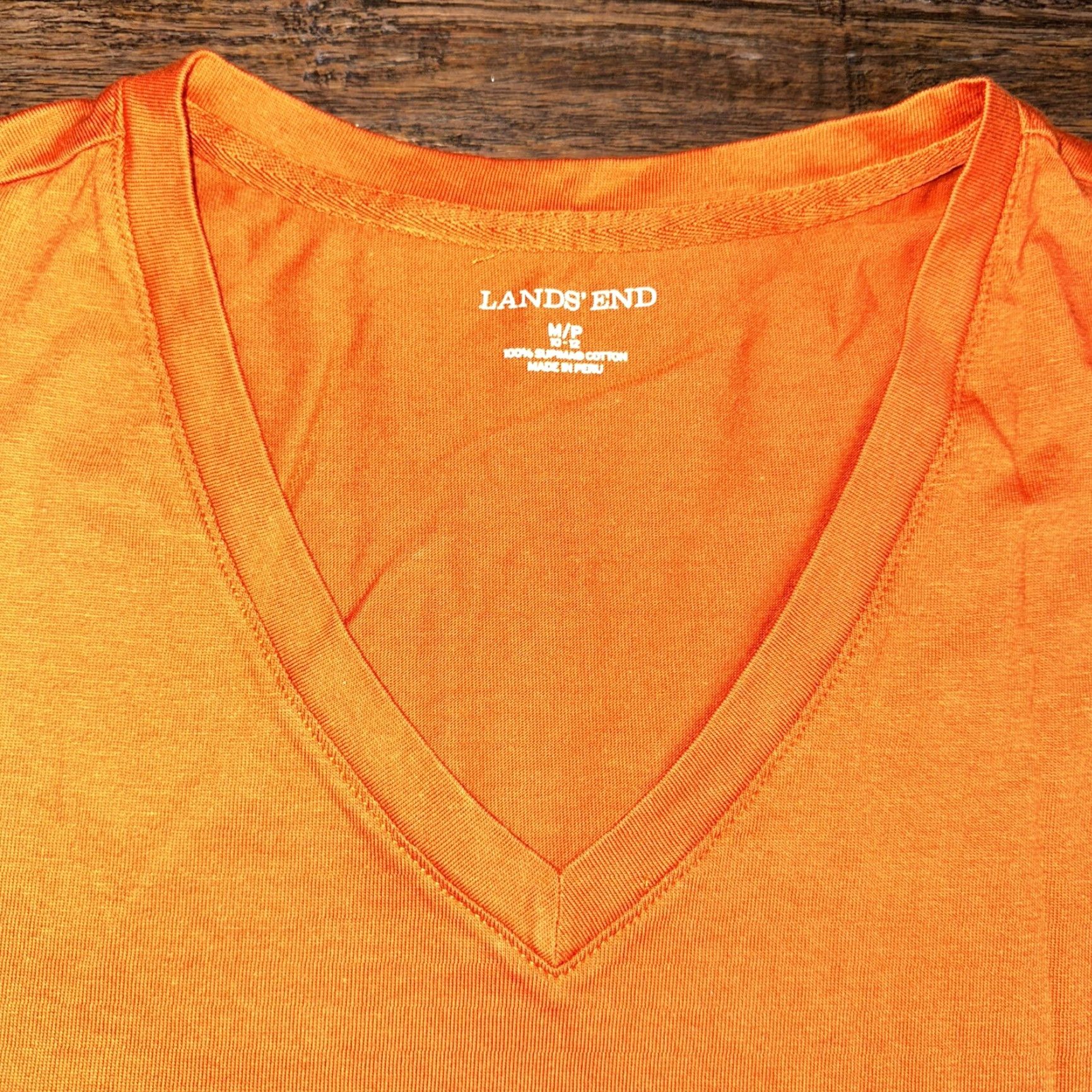 Lands' End VINTAGE Lands' End Vneck Longsleeve Shirt Womens M Dark Ginger 100% Cotton Peru Size M / US 6-8 / IT 42-44 - 2 Thumbnail