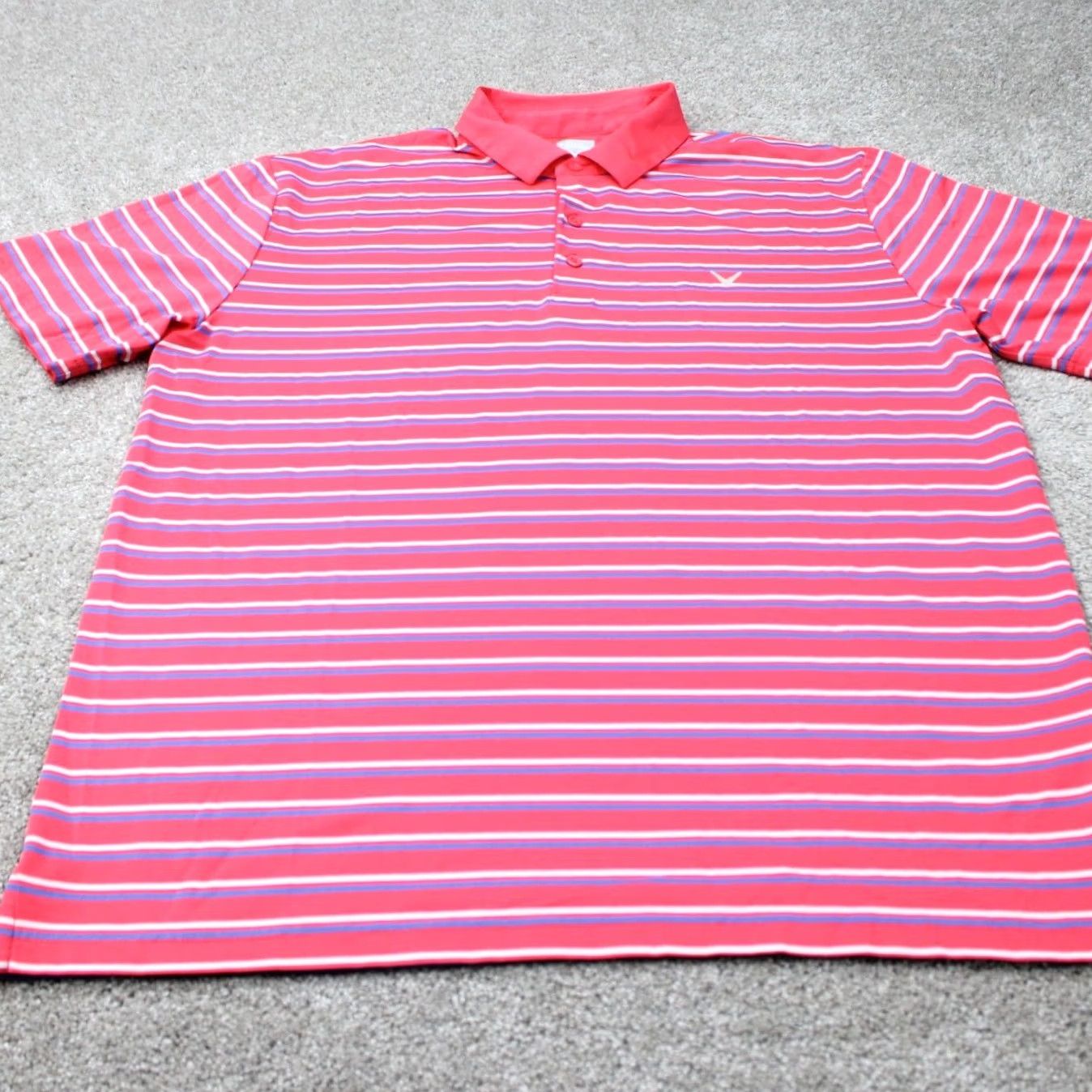 Callaway Callaway Opti-Dri Polo Shirt Men XL Pink/Blue Golf Short Sleeve Striped Breathable Stretch College Brand: Callaway? Size US XL / EU 56 / 4 - 2 Thumbnail