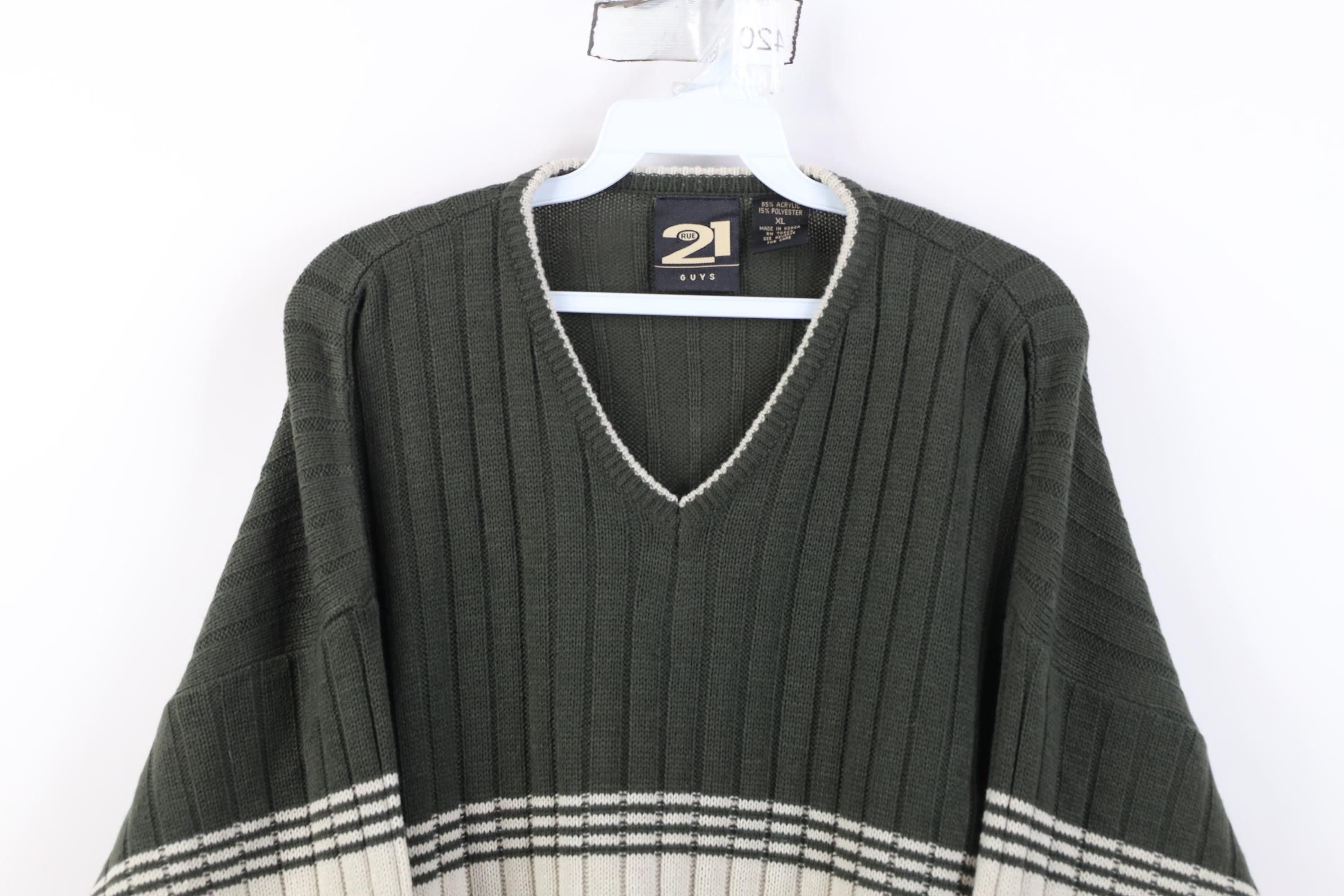 Vintage Vintage 90s Y2K Streetwear Ribbed Knit V-Neck Sweater Size US XL / EU 56 / 4 - 2 Thumbnail