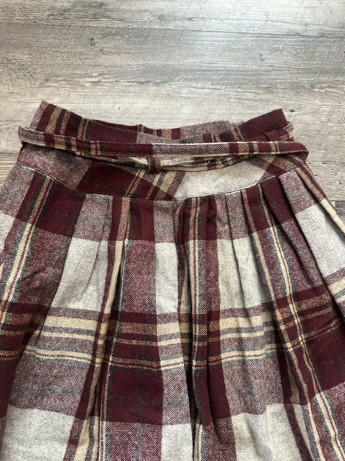 Other Vintage 1990s Wool Blend Plaid Burgundy Maxi Skirt Size S Size 22" - 3 Thumbnail